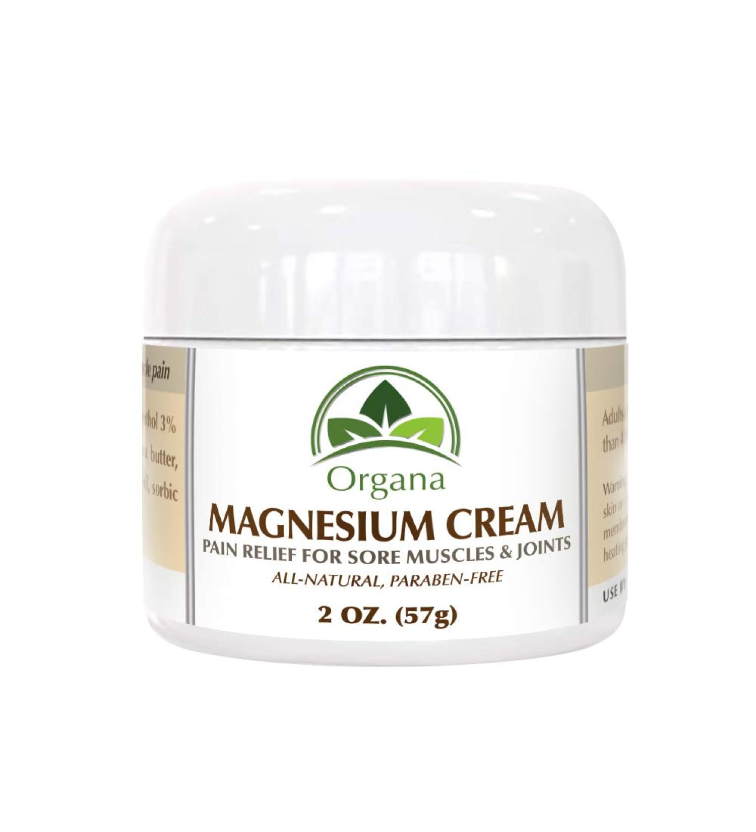 Organa All Natural Magnesium Pain Relief Cream for Sore Muscles & Joints - Back, Knee, Hand, Feet, Neck | Fast-Acting Relief - Buy Online on GoSupps.com