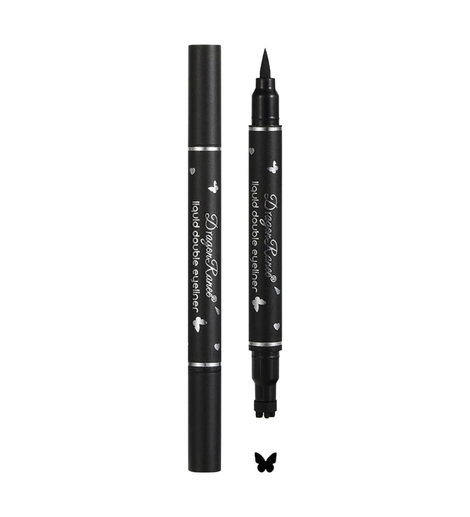 Waterproof Liquid Eyeliner - Smudge Proof Ultra Thin Tip Waterproof Liquid Eyeliner | Stamp -Double Headed Black Eye Liner with Rollerball Long Lasting Cosmetics for Travel Stamp Eyeliner - Buy Online on GoSupps.com