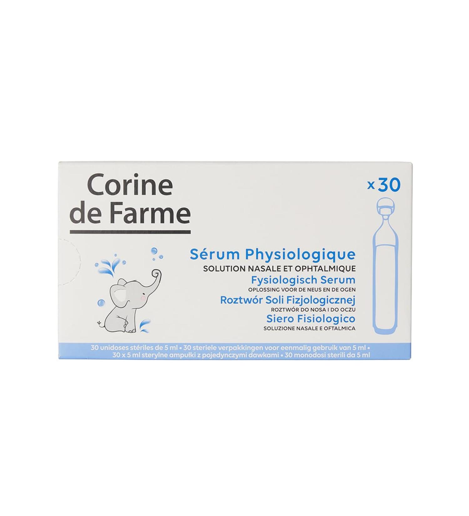 Corine de Farme - S rum Physiologique x30 Unidoses St riles de 5ml - 100% d'Origine Naturelle - Hygi ne Yeux et Nez - B b Enfant et Adulte - Solution Hypoallerg nique - Fabriqu en France embout classique 30 unit (Lot de 1) - Buy Online on GoSupps.com