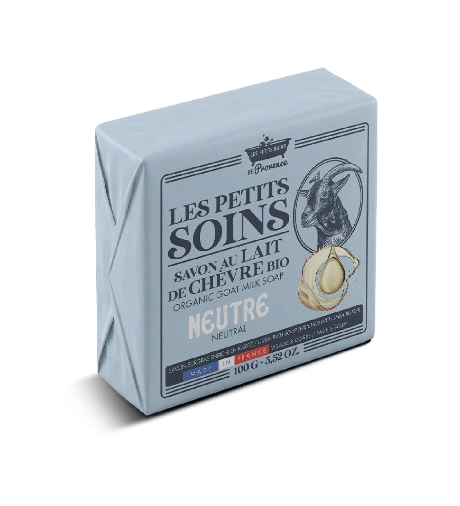 LES PETITS BAINS DE Provence Superfatted Organic Goat's Milk Soap Unscented Sensitive Skin Face and Body 100g Les Petits Soins Made in