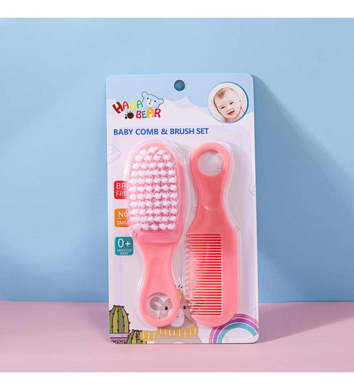 Meokro Baby Hair Brush Comb - Gentle ABS Nylon Massage Tool for Baby Pink - Buy Online on GoSupps.com