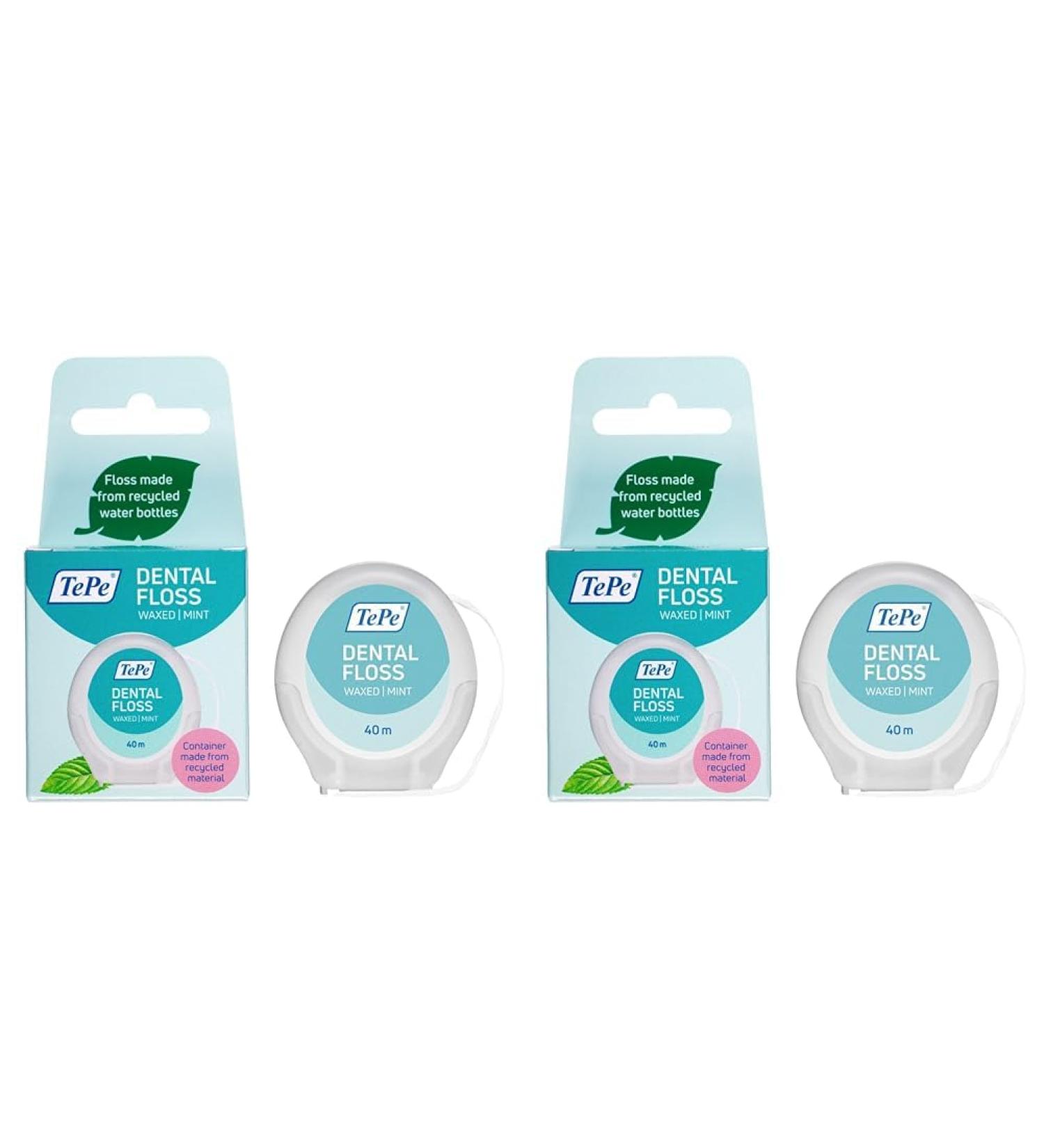 Tepe Dental flowed dental floss without PfAs several threads and a larger surface ensure gentle and efficient cleaning of the interdental spaces for particularly tight gaps (pack of 2) 40.00 m (2 pack)