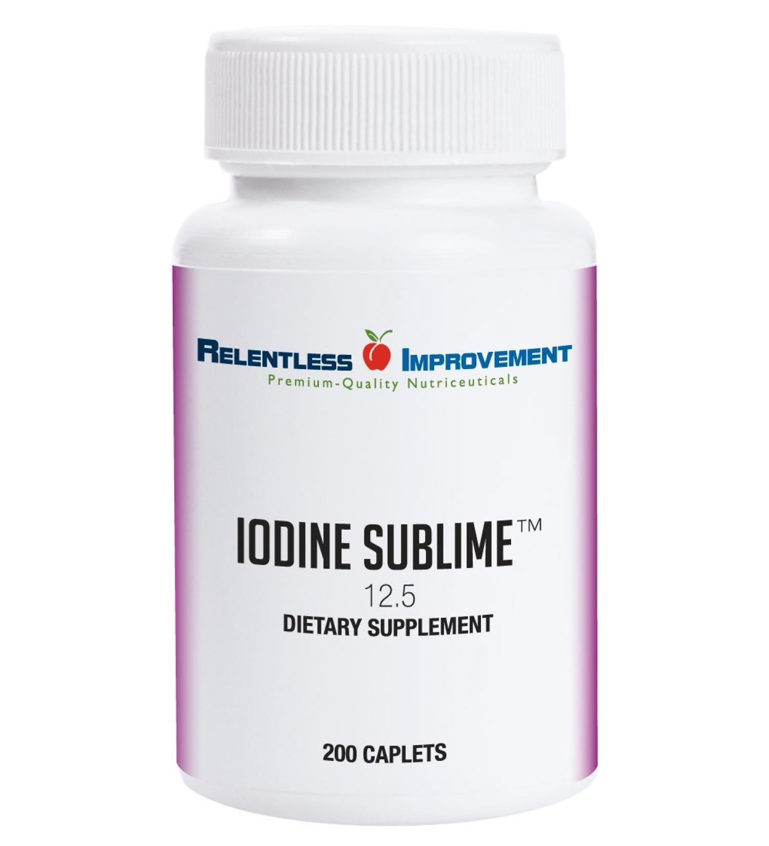 Relentless Improvement Iodine Sublime 12.5mg 200 Caplets with Potassium Iodide - High-Quality Iodine Supplement - Buy Online on GoSupps.com
