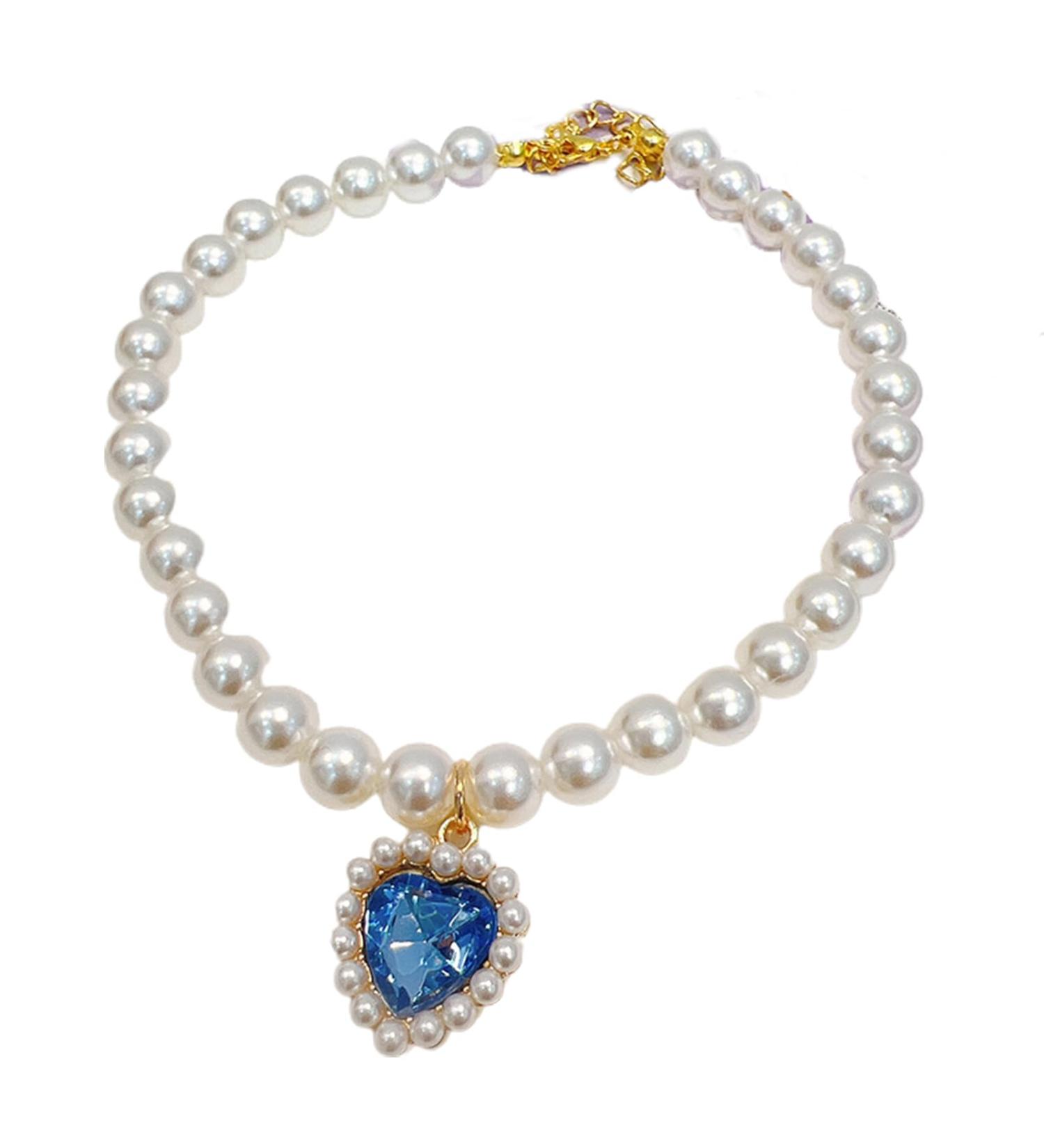 Remorui Pet Charm Necklace Beaded Cat Small Dog Puppy Charm Necklace Decorative Shiny Blue S S Blue - Buy Online on GoSupps.com