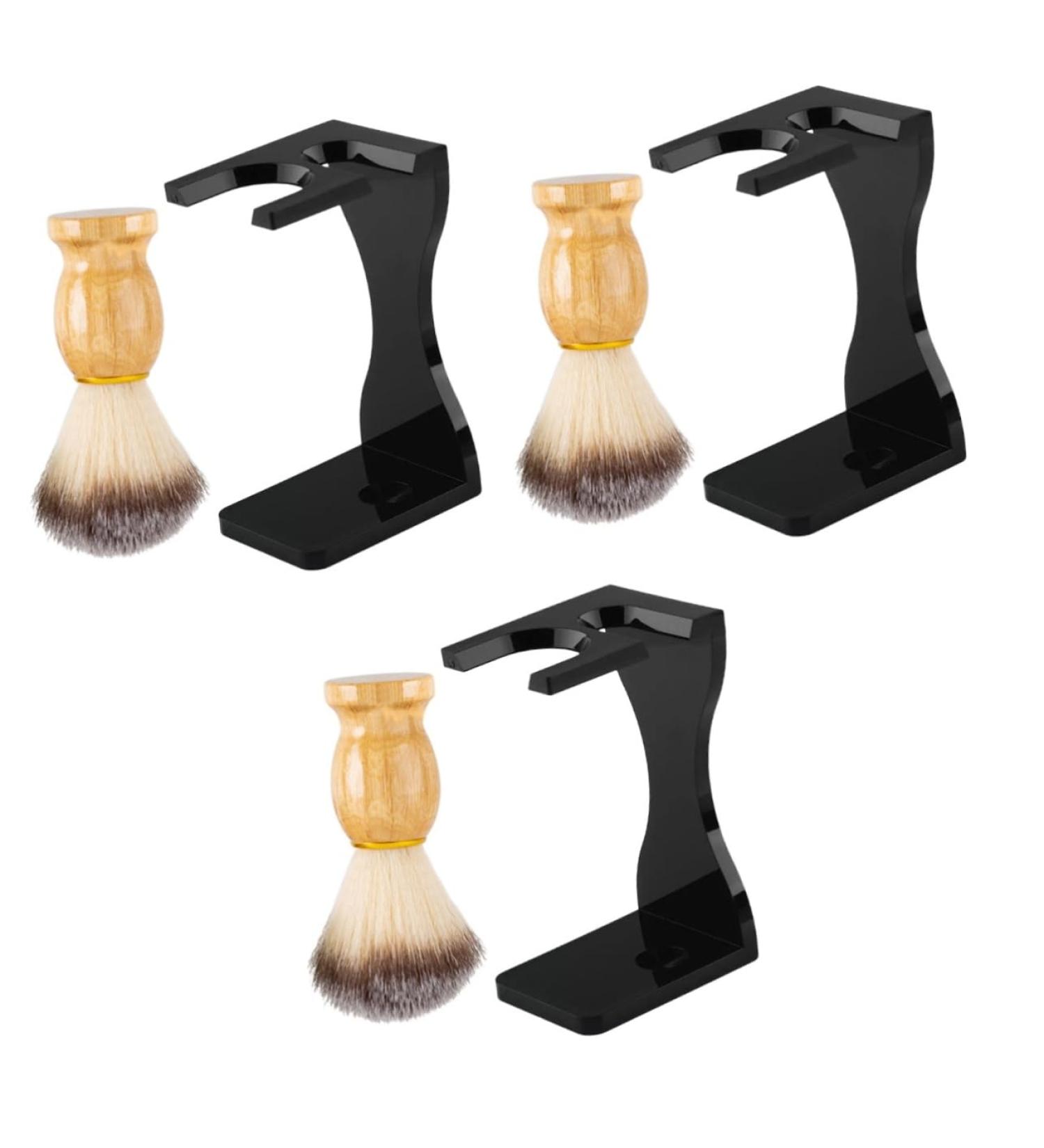 Doitool 3-Piece Men's Shaving Set - Black Suit Razor & Brush with Stand | International Shipping - Buy Online on GoSupps.com