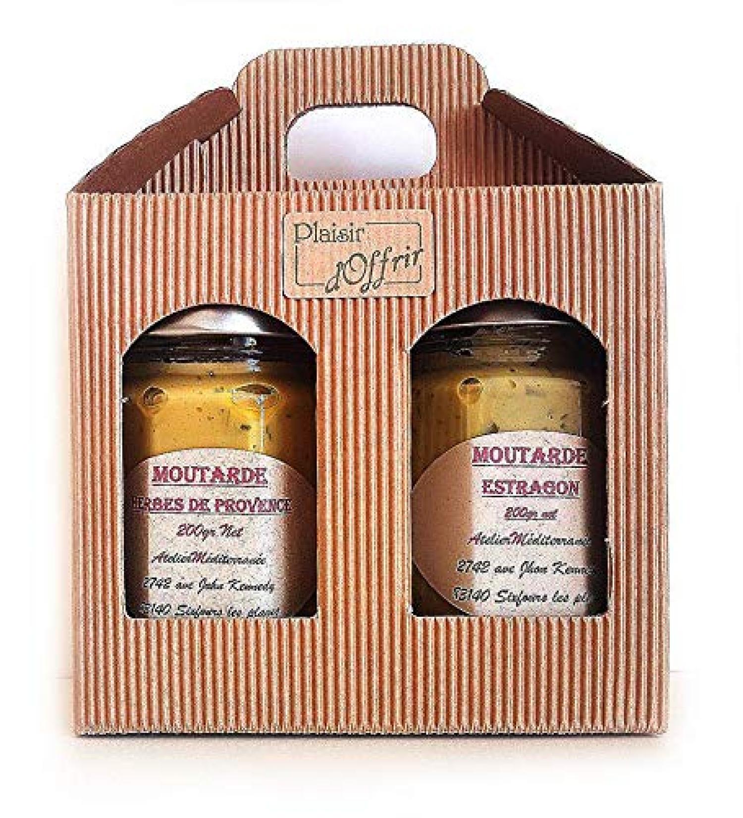 Atelier Méditerranée, Two mustards case 400 g Herbes de Provence and Tarragon