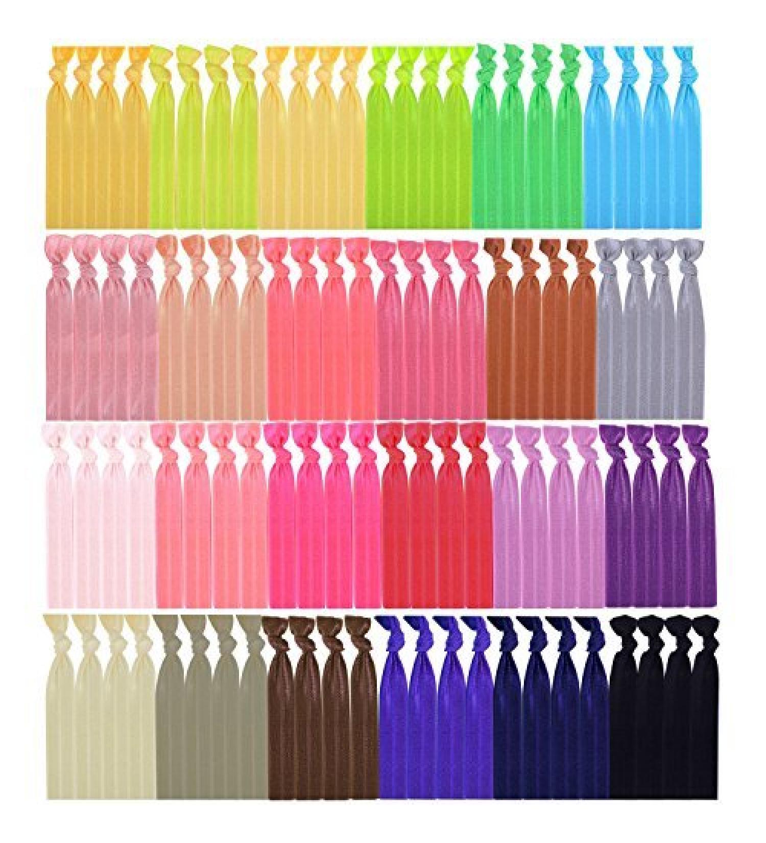 Mudder 100 Pieces Elastic Hair Ties - No Crease Ponytail Holders for Girls, Women, Teens, and Kids - Multicolor A - Buy Online on GoSupps.com