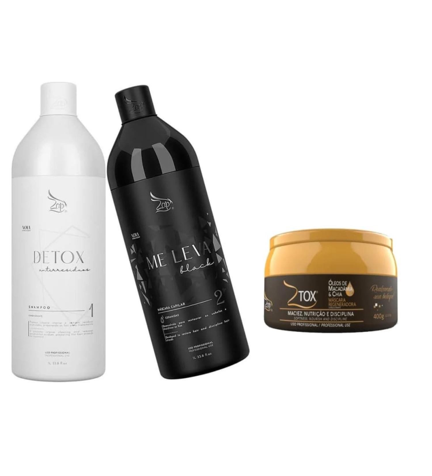  Zap Zap Me Leva Brazilian Keratin Treatment 2x1L + Ztox Mascara Macadamia & Chia Regeneration Oil 400g - Buy Online on GoSupps.com
