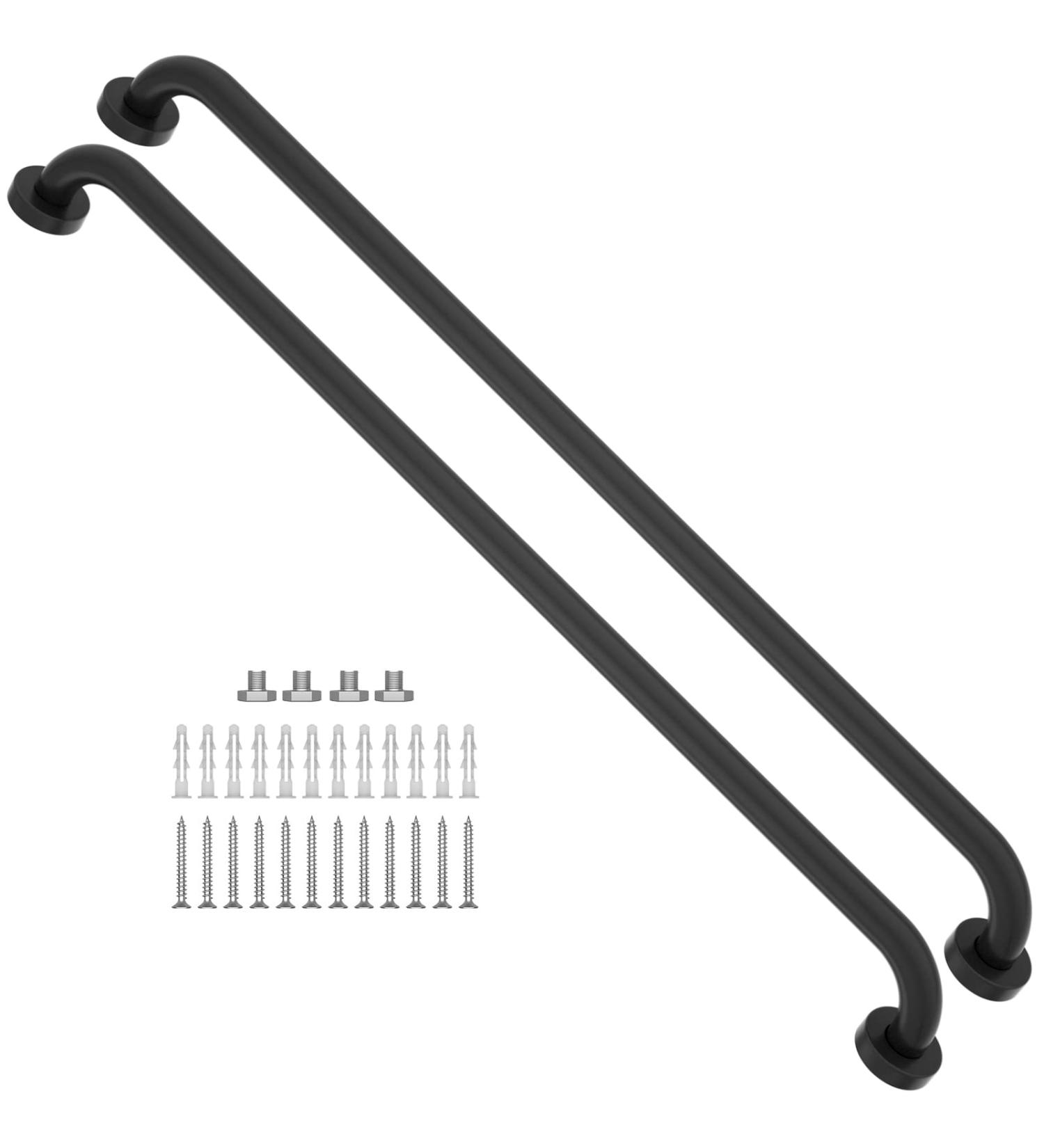 2 Pack 40 Inch Matte Black Stainless Steel Shower Grab Bar - Bathroom Safety Hand Rail Support - Handicap Elderly Senior Assist Bath Handle - Buy Online on GoSupps.com