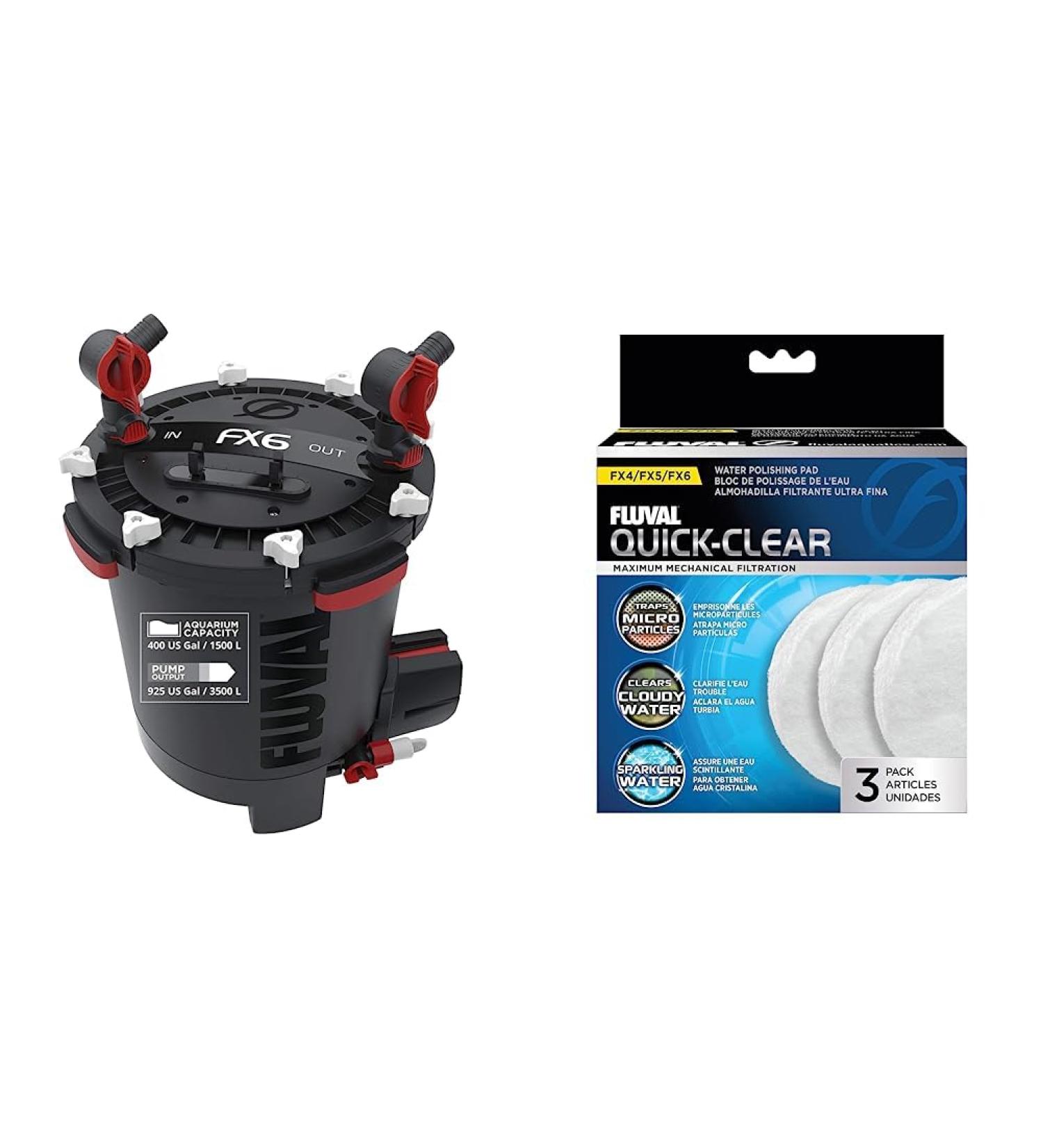 Fluval FX6 High-Performance External Filter Bundle for 1 500L Aquariums | Includes Fine Filter Fleece | FX4 FX5 Compatible - 3 Sack Pack - Buy Online on GoSupps.com