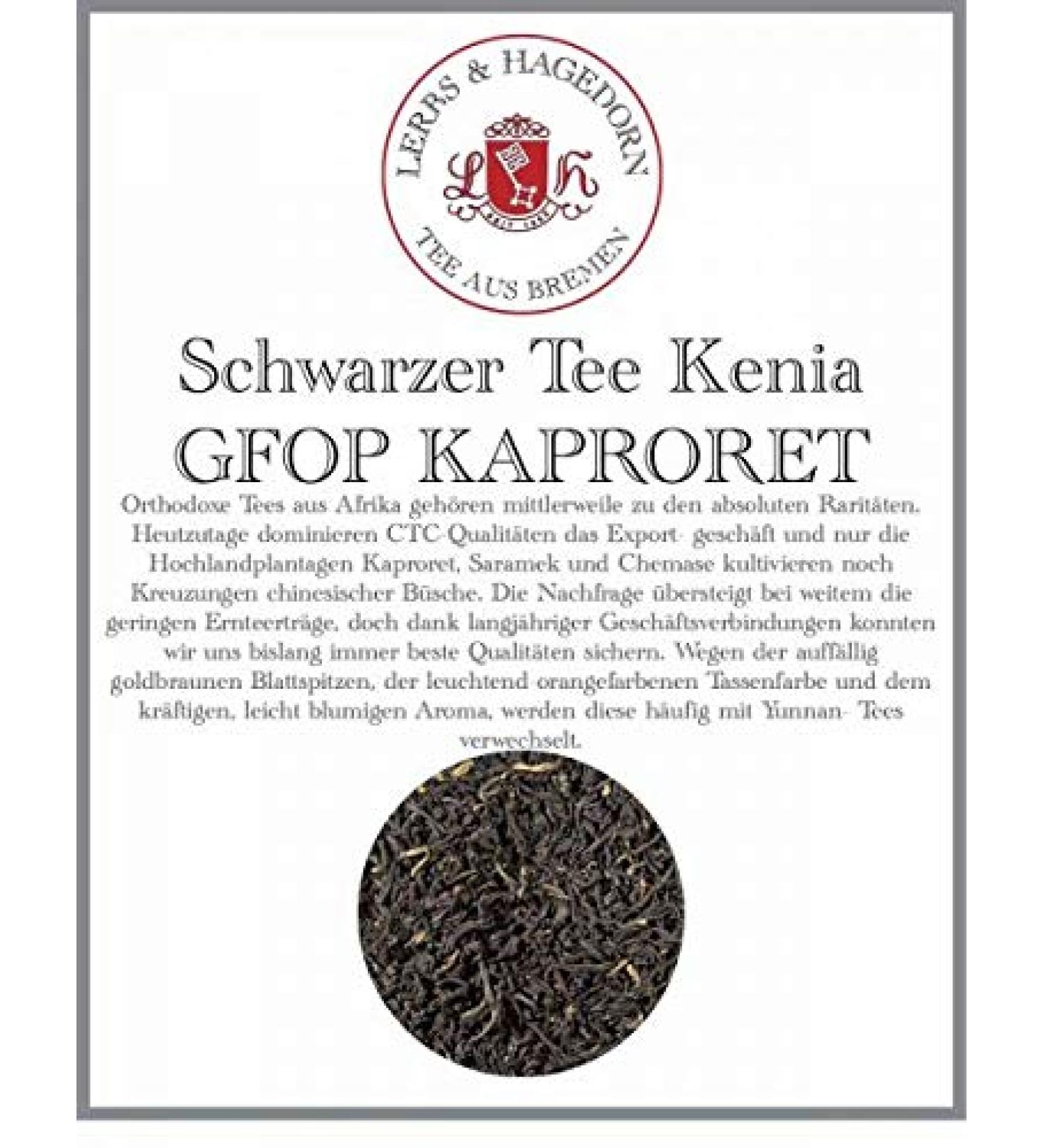  Lerbs & Hagedorn Lerbs & Hagedorn Kenyan Black Tea GFOP Kaproret | Strong and light floral aroma 1 kg (approx. 81 liters) Golden Flowery Orange Pekoe - Buy Online on GoSupps.com