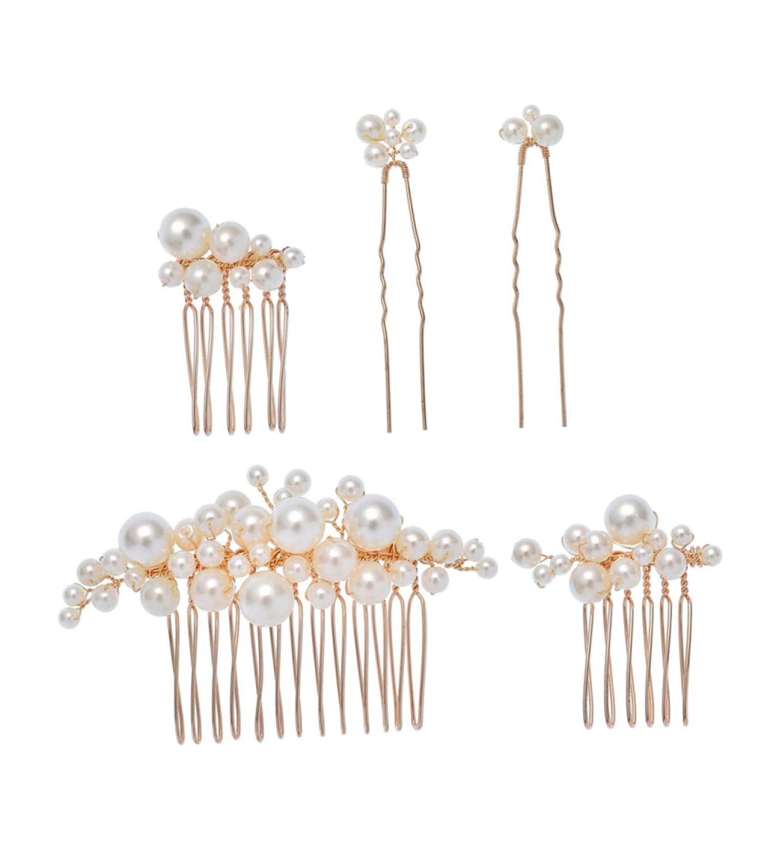 Ipetboom 1 Set Bride Wedding Hairpin Wedding Headdress Pearl Bun Hairpin Bride Hair Fork Pearl Hair Stick Pearl Hair Comb Pearl Hair Side Comb Bride Headdress Bride Hair Side Comb - Buy Online on GoSupps.com