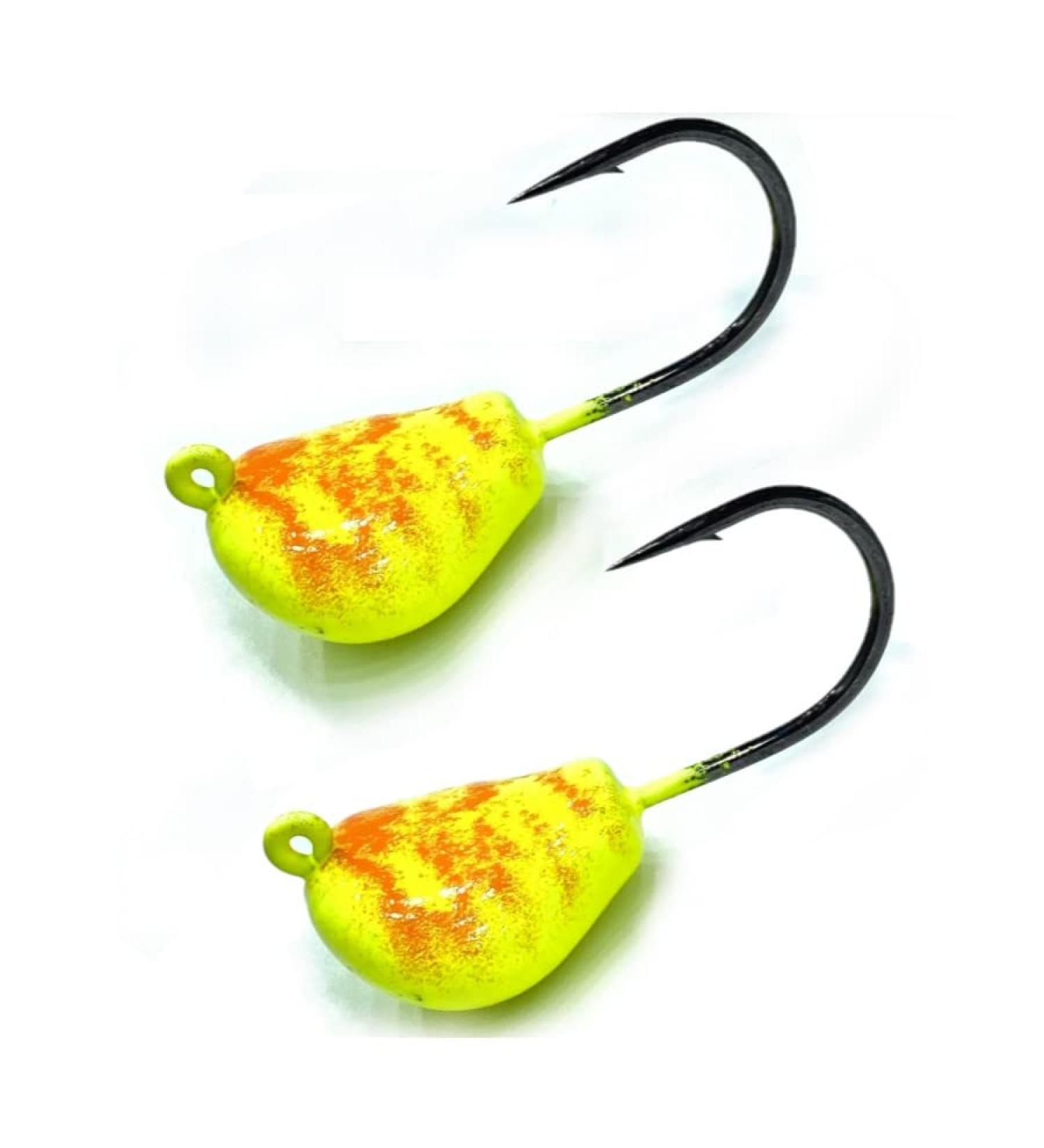 Tautog Jig, Sheepshead Jig, 2 Pack, Standup Style Tog Jig, Ultra Tough Powder Coat Finish with 2X Hook, 1/2-2oz Sizes, Multiple Colors, Made in The USA 2oz Chartreuse/Orange