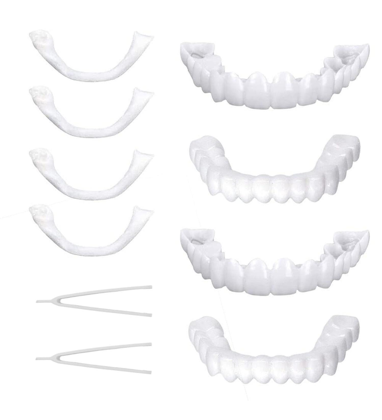 Brigtviee 2 Couples Immediate Veneers Cosmetic Temporary Teeth Prostheses for Men & Women | Tooth Whitening Kit with Mini Tweezers - Buy Online on GoSupps.com