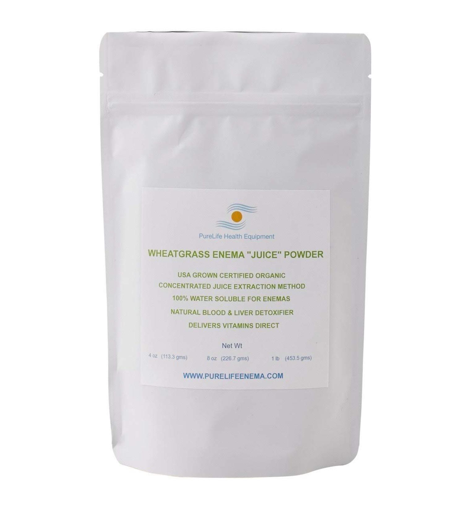 Purelife Organic Wheatgrass Enema Juice Powder - 4 Oz - Liver Detox & Colon Healing - Gluten Free - Buy Online on GoSupps.com