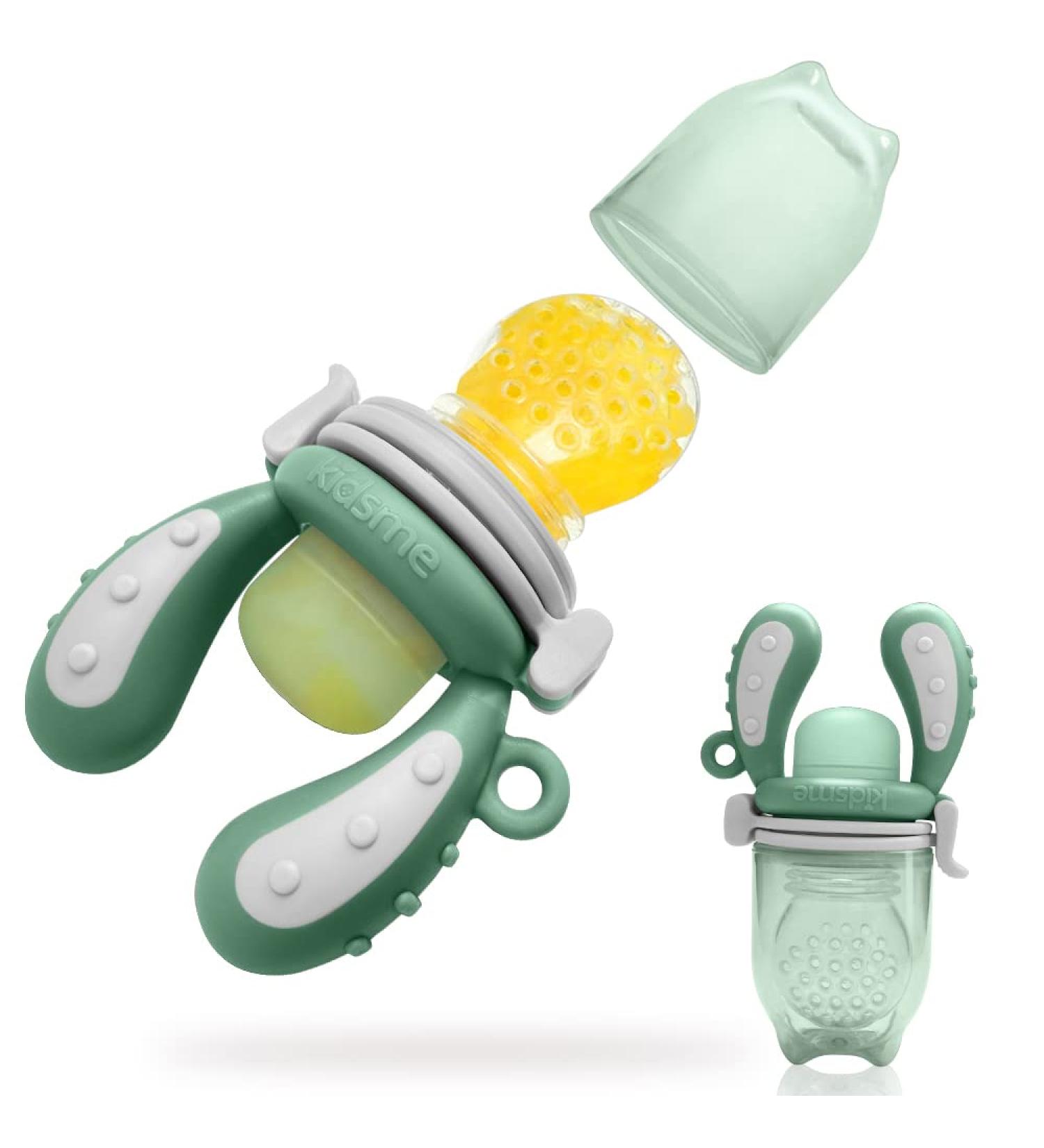 Buy Kidsme Fruit Sucker Baby Feeder - BPA Free Silicone Pacifier for 4-24 Months Double Capacity Green L - Safe for Fruits Vegetables & Porridge - Buy Online on GoSupps.com