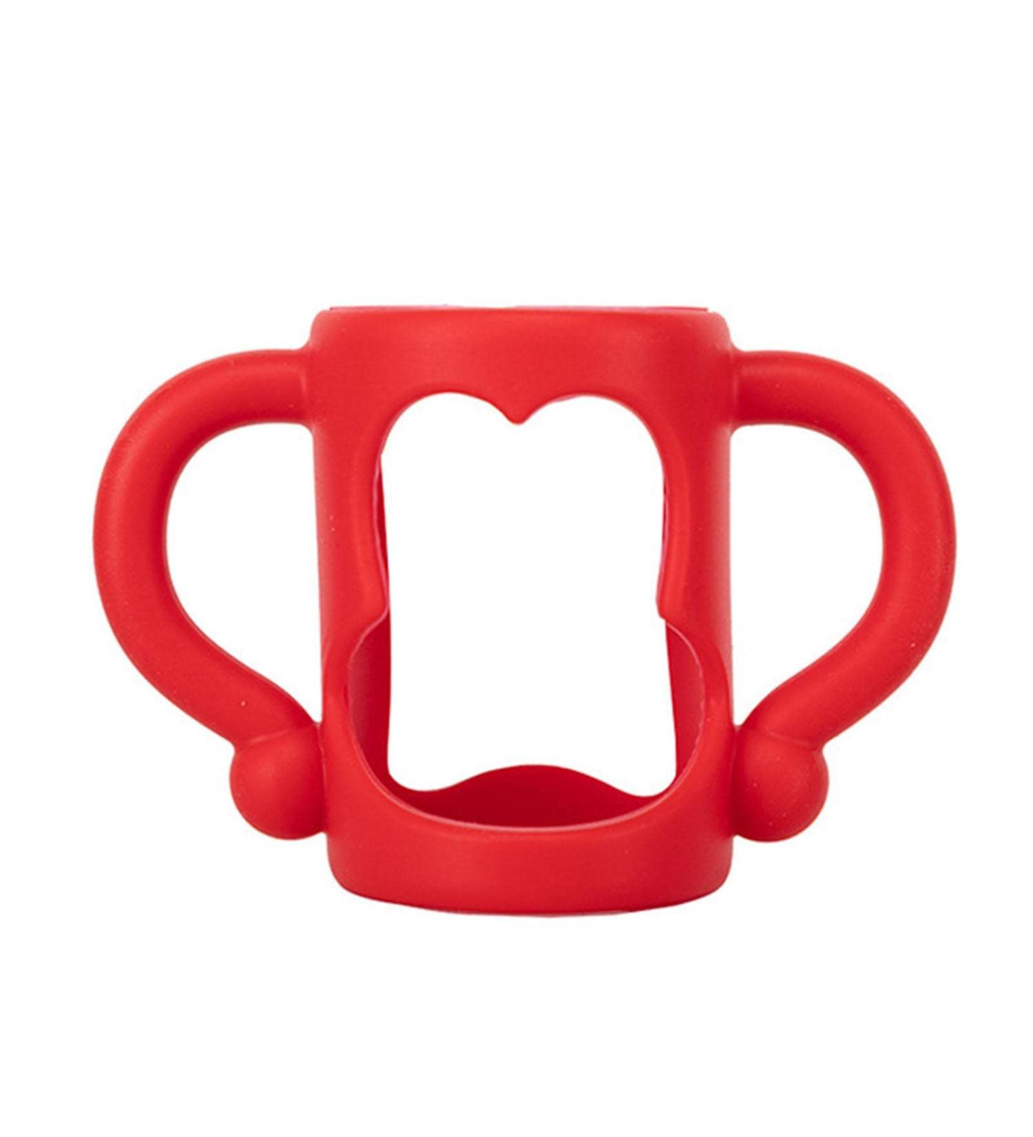 Universal Silicone Baby Bottle Handle - Easy Grip Red Sleeves for Baby Bottles - Buy Online on GoSupps.com
