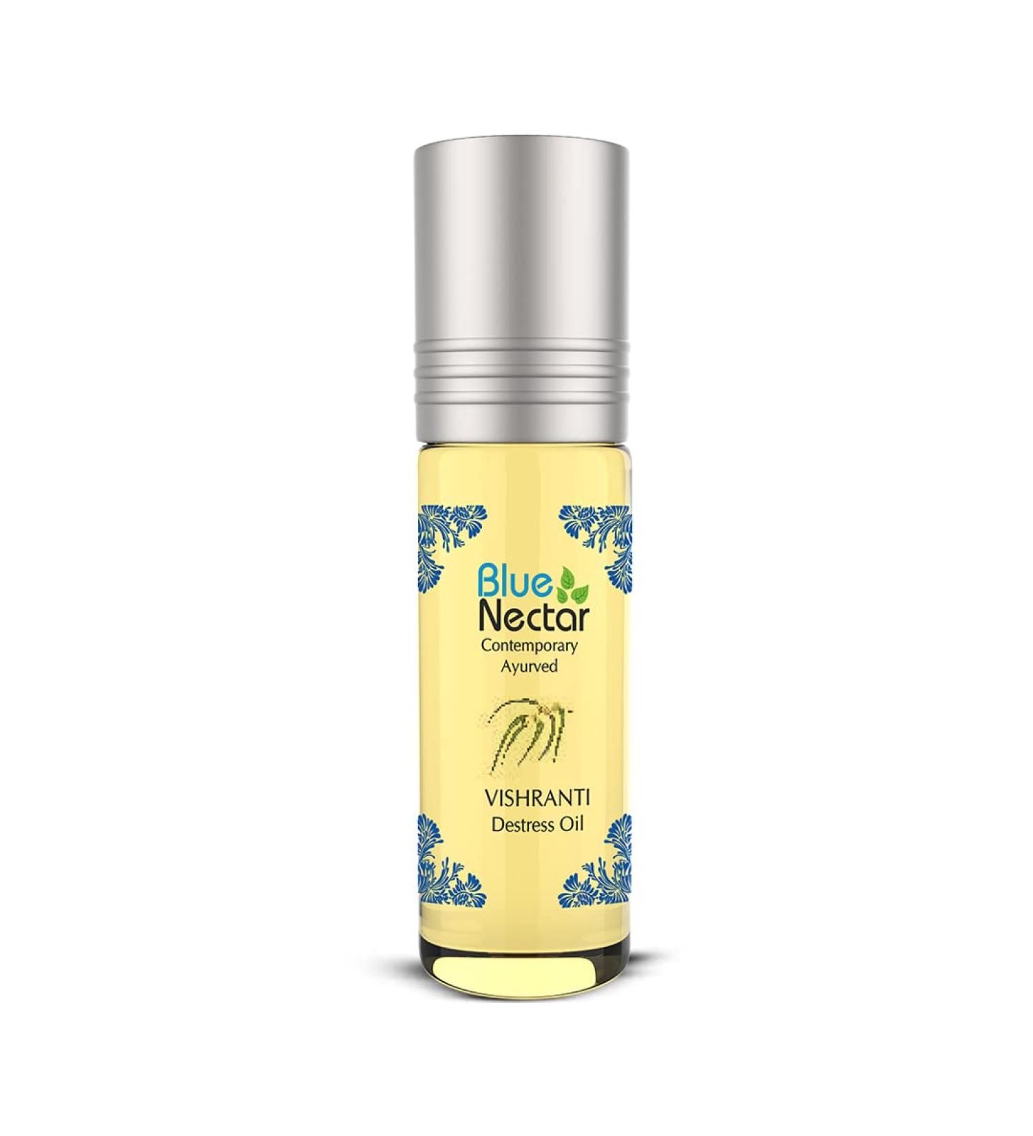Buy Blue Nectar Vishranti Destress Roll-On & Meditation Oil | 9 Herbs with Cinnamon Clove Ginger & Mint | 0.3 Fl Oz - International Shipping Available - Buy Online on GoSupps.com