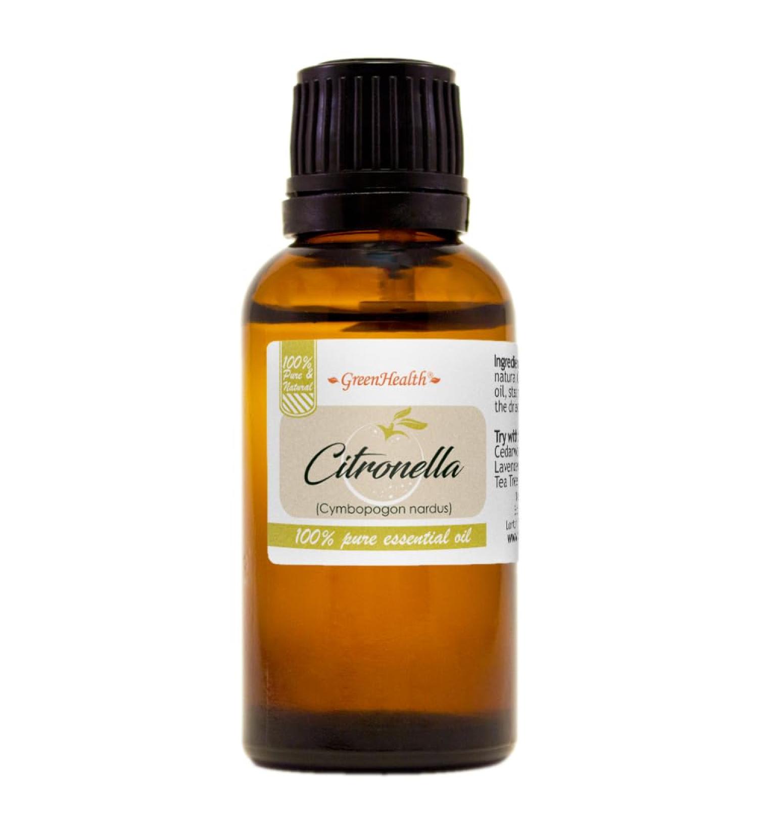 GreenHealth Citronella Essential Oil - 1 fl oz (30 ml) Glass Bottle with Euro Dropper - 100% Pure Essential Oil - Buy Online on GoSupps.com