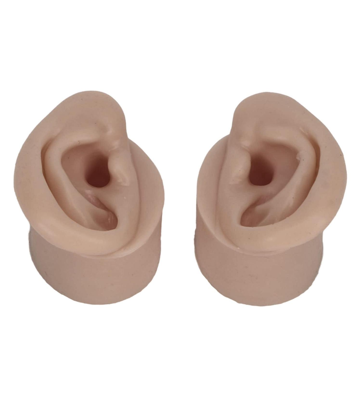 Silicone Ear Model Set - Left and Right Soft Flexible Fake Ear Piercing Practice & Jewelry Display Teaching Tool - Buy Online on GoSupps.com