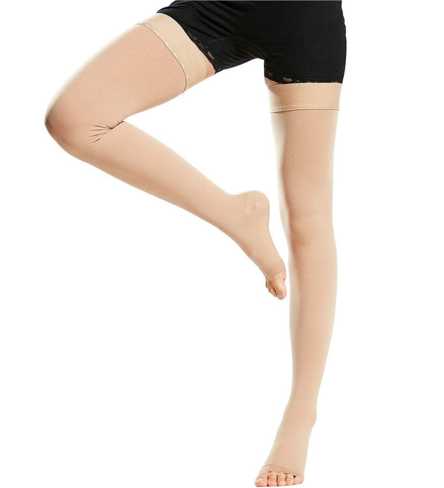 Beister Medical Compression Stockings for Men & Women - Silicone Band 20-30 mmHg Support for Varicose Veins & Edema - Beige Thigh Compression Socks - Buy Online on GoSupps.com