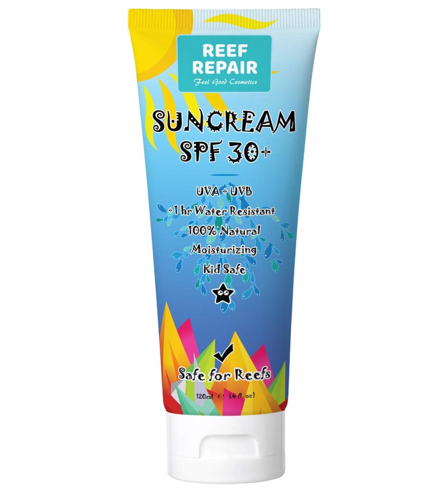 Reef Repair SPF 30+ All Natural Sunscreen 4 fl. Oz - Water Resistant, Biodegradable, Coral Friendly - Buy Online on GoSupps.com