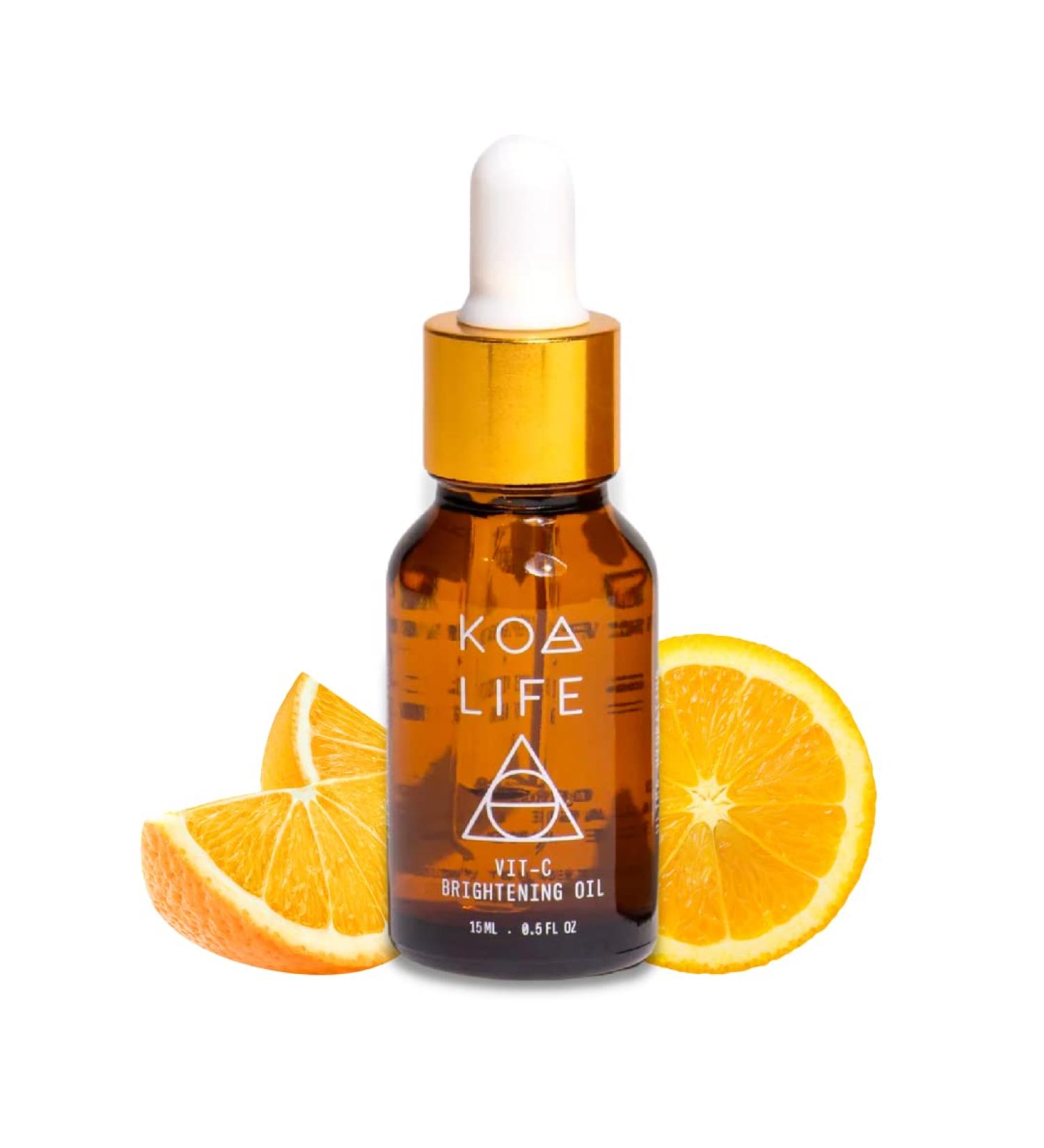 KOA LIFE Vitamin C Brightening Oil for Face - Anti Aging Serum with Vitamin E, Rosehip, Hemp, Safflower Oil, Grape Seed Oil - Hydrating Formula to Reduce Dark Spots, Fine Lines, and Wrinkles - 0.5 Fl OZ - Buy Online on GoSupps.com