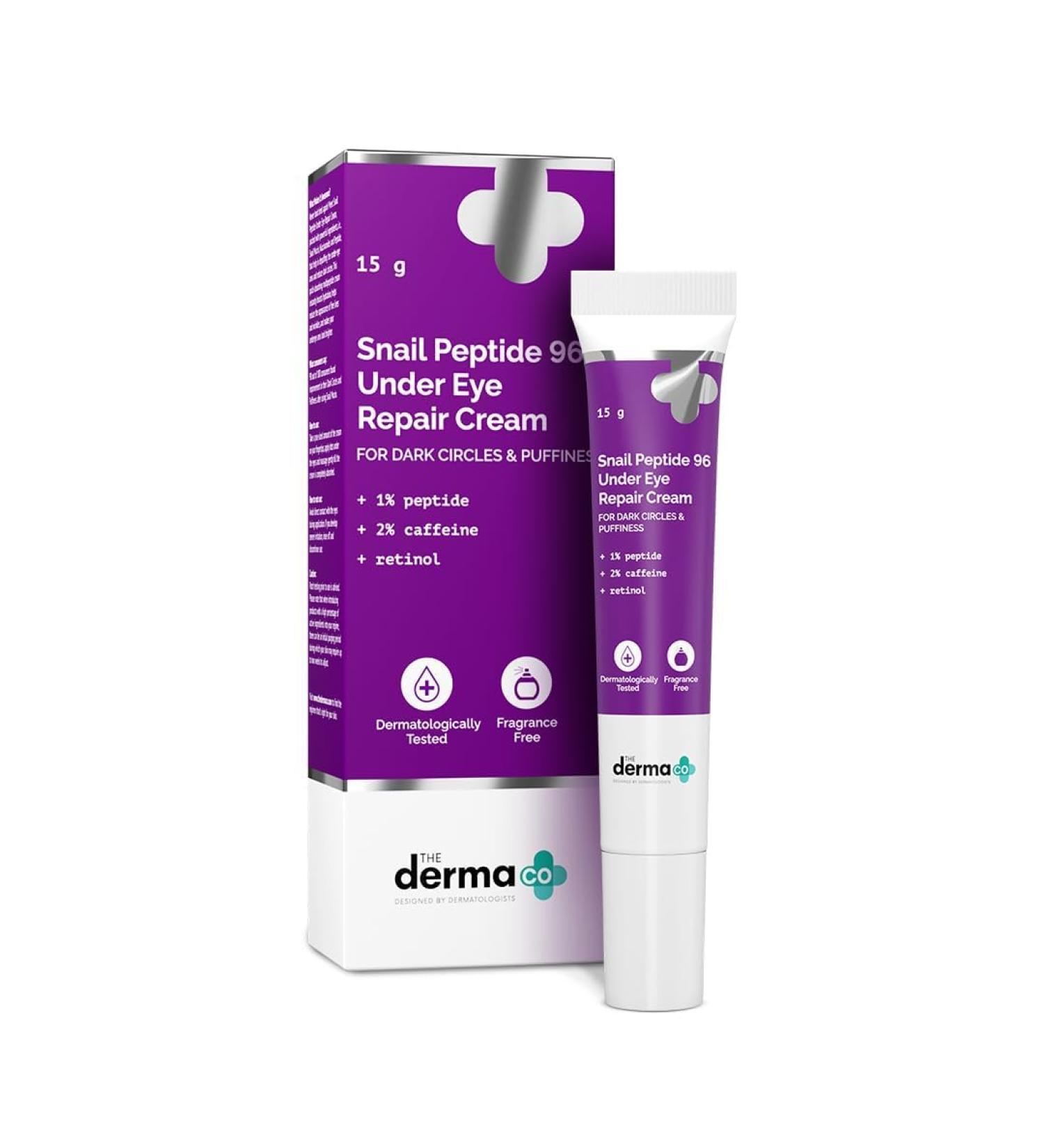 Snail Peptide 96 Under Eye Repair Cream - Reduce Dark Circles & Puffiness | The Derma Co | 15g - Buy Online on GoSupps.com