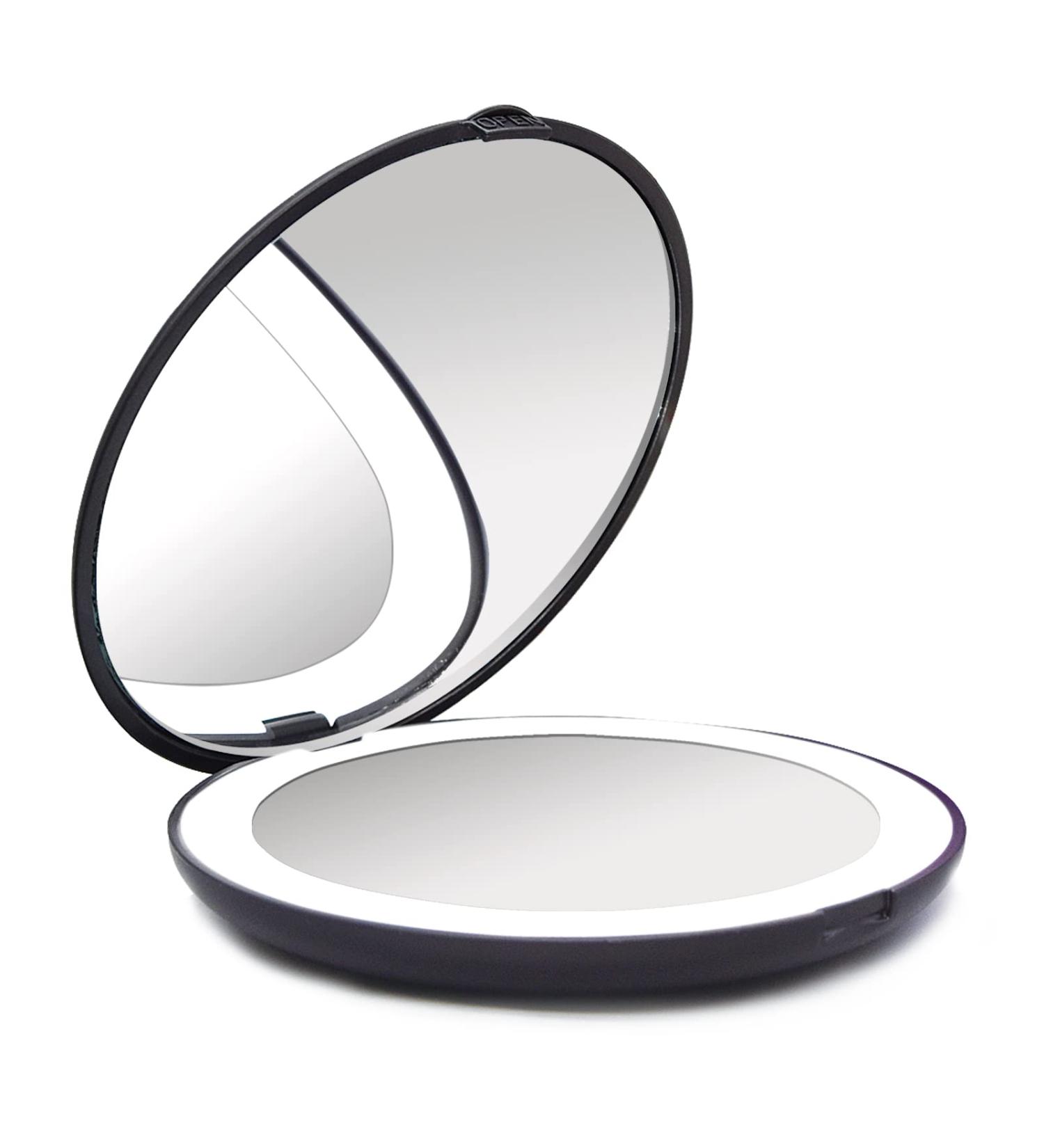 LED Compact Travel Mirror - WOBANE 10X Magnifying Handheld Double Sided Makeup Mirror - Portable 3.5 inch Gift in Black - Buy Online on GoSupps.com