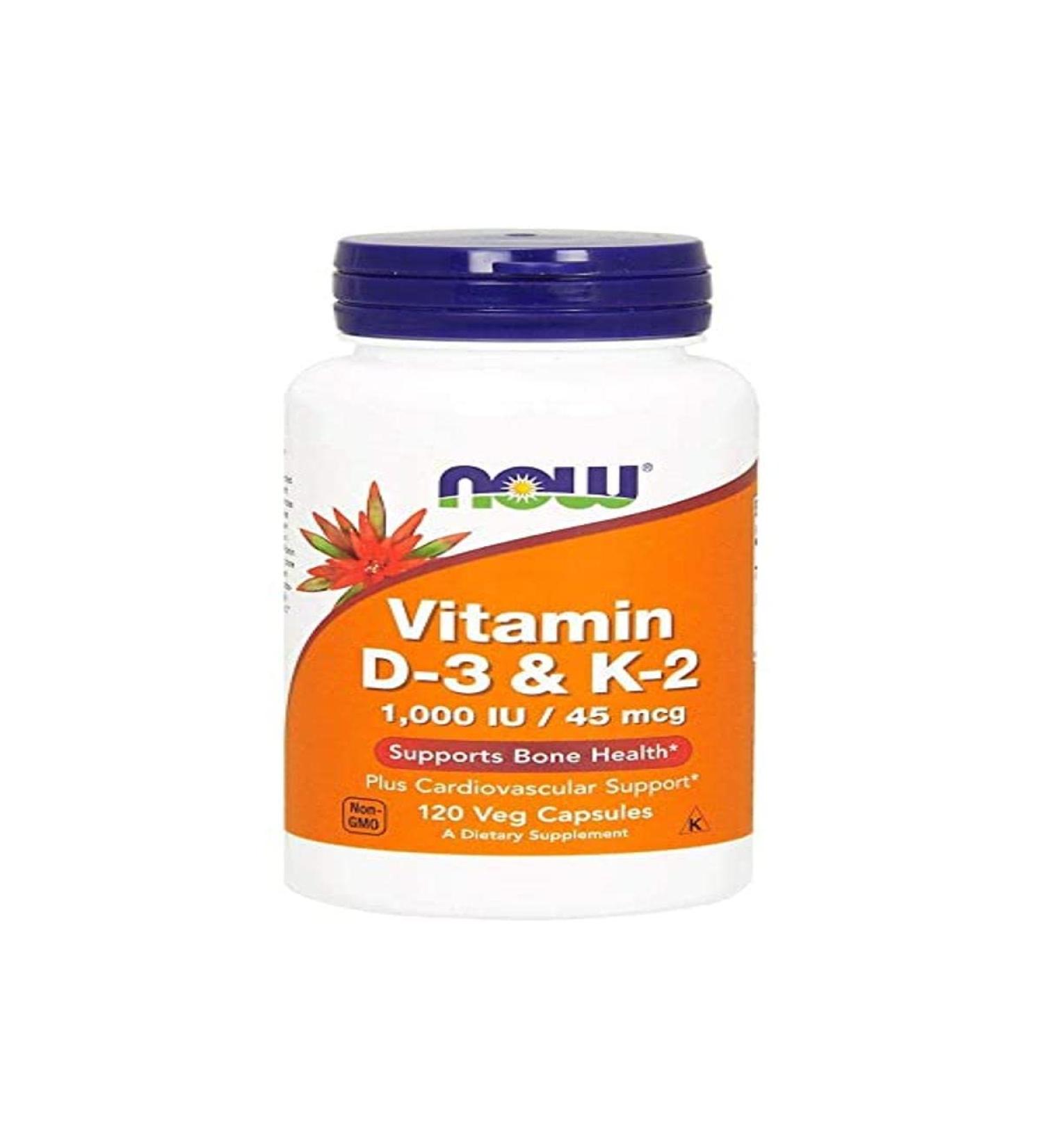 NOW Foods Vitamin D-3 & K-2 - 120 Veg Capsules