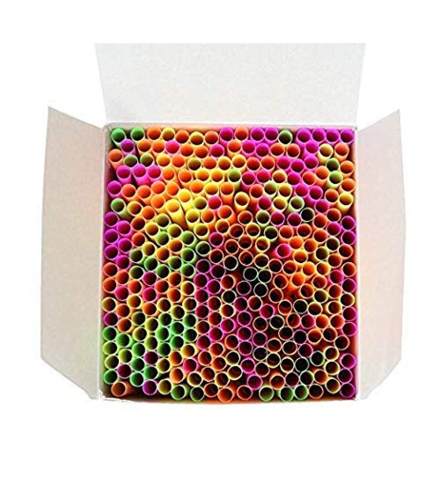 Wow Plastic Disposable Plastic Drinking Straws - 250 count (neon) (Neon). - Buy Online on GoSupps.com