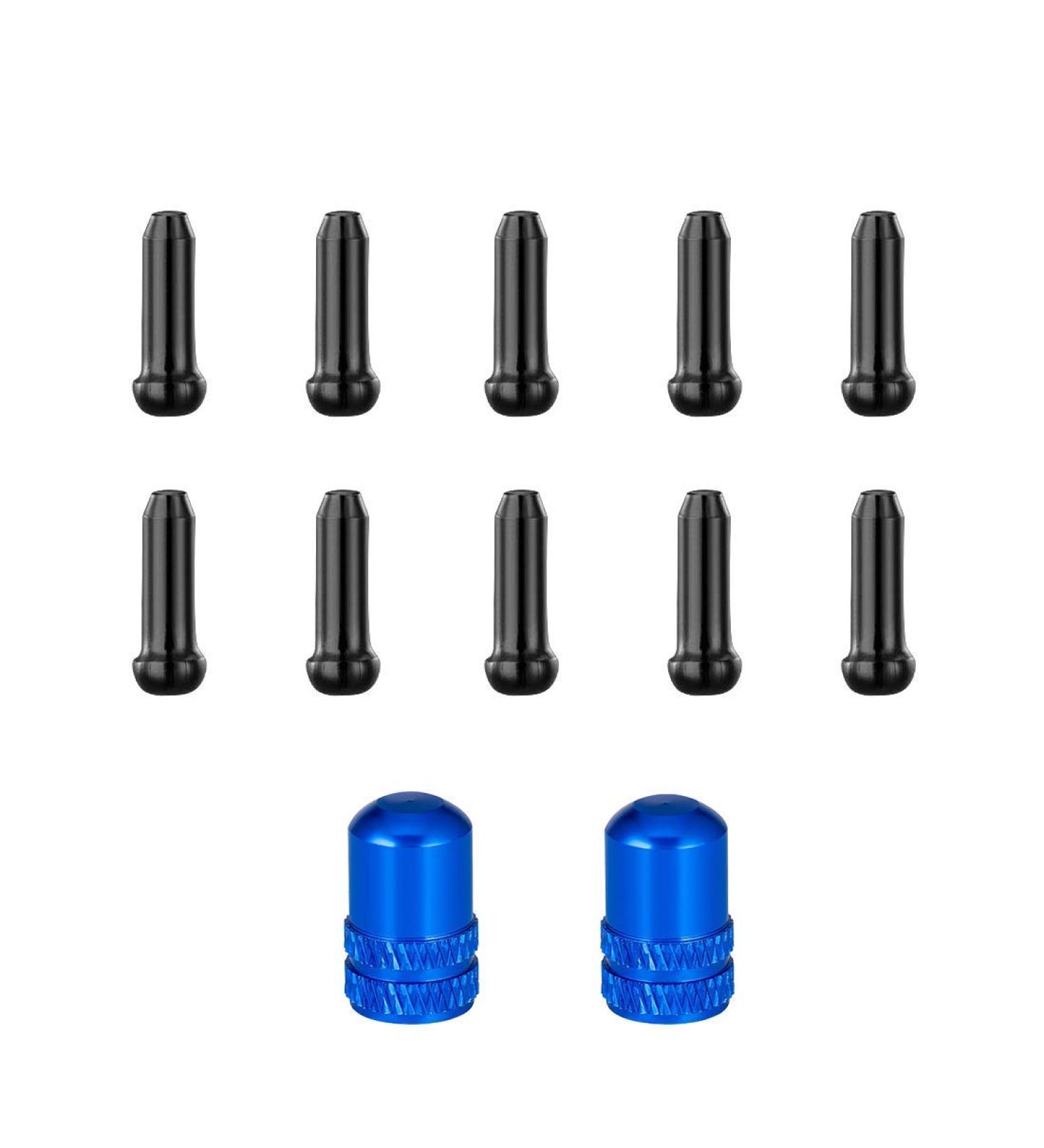 Aluminum Alloy Bike Brake Cable Caps Crimp Ends - 10 Pack with Schraeder Valve Caps - Black - Buy Online on GoSupps.com