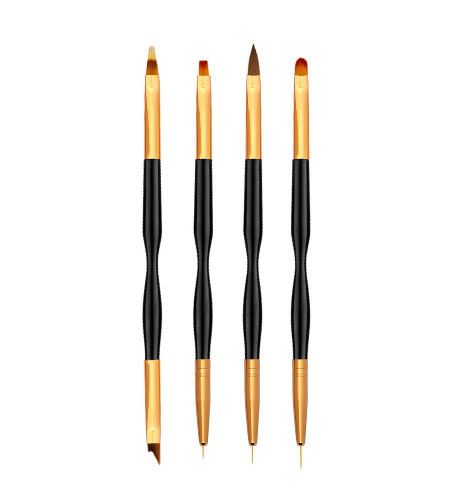 Yoezuo Nail Art Brush Set - 4 Double Ended Brushes for UV Gel Paint & Manicure DIY - Buy Online on GoSupps.com