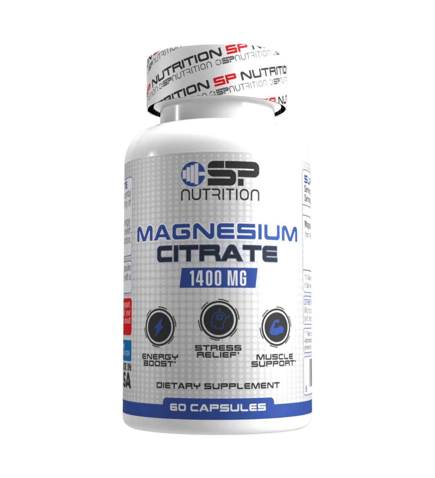 SP Nutrition Magnesium Citrate 1400mg 60 Capsules Energy and Muscle Support Supplement