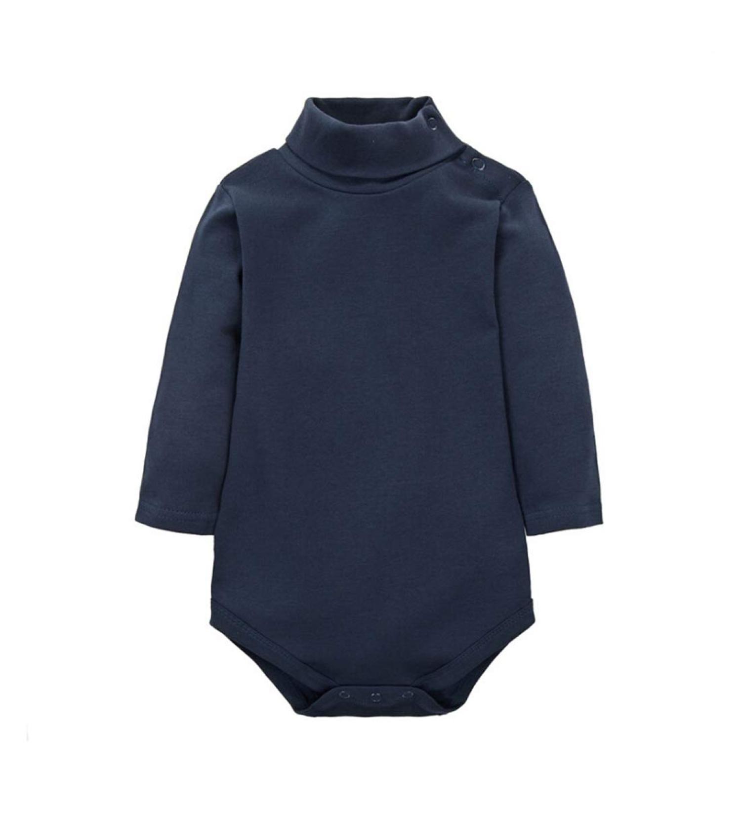 CuteOn Baby Boys Girls Solid Color Basic Turtleneck Cotton Bodysuit Jumpsuit RoyalBlue 6 Months 6 Months Royalblue