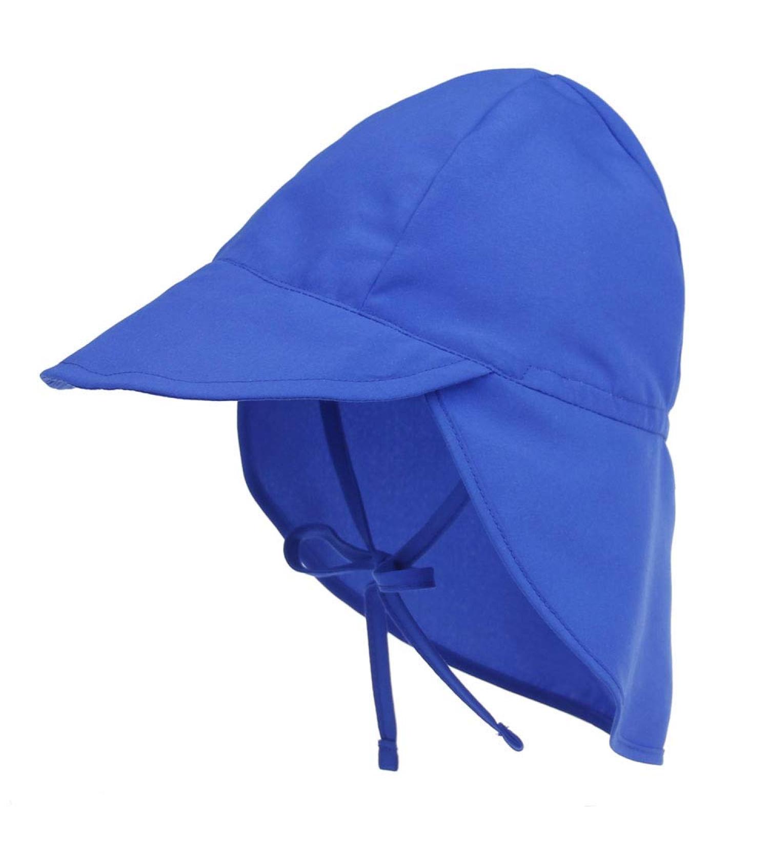 LACOFIA Baby Sun Protection Beach Hat Toddler Super Soft Adjustable Flap Cap Kids Summer Visor Cap 6-18 Months B-Blue