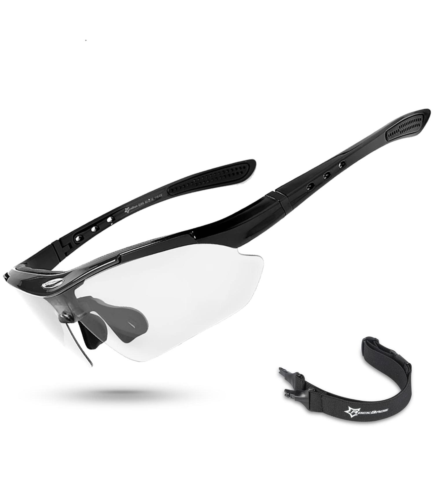 ROCKBROS Photochromic Sports Sunglasses | Men's Cycling Glasses with Removable Elastic Band - Black - Buy Online on GoSupps.com