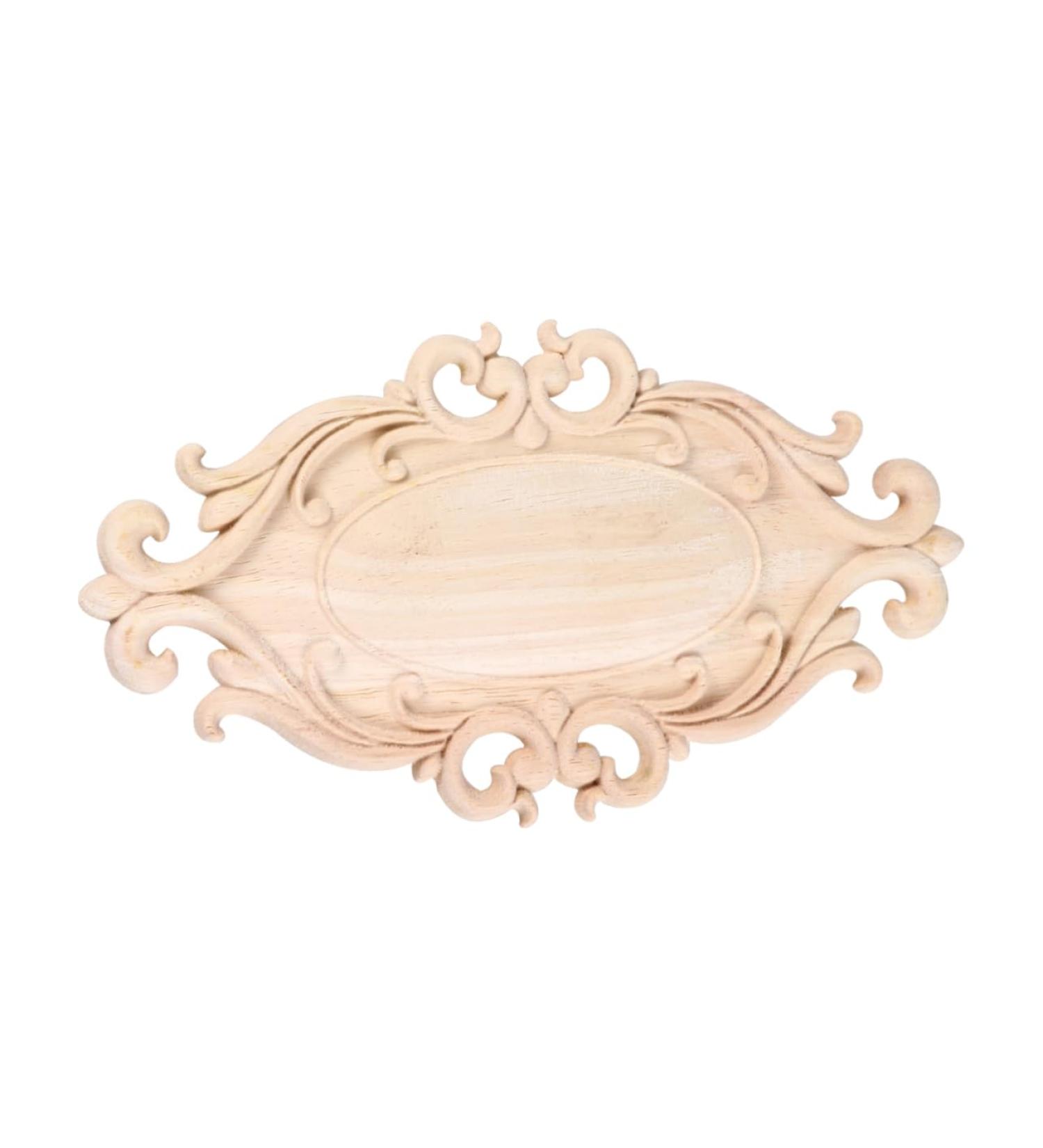 GRIRIW Door Appliques 1pc Onlay Applique Decor Walls Carved Ornamental Wood Frames Wood Applique Dressing Table Modeling - Buy Online on GoSupps.com