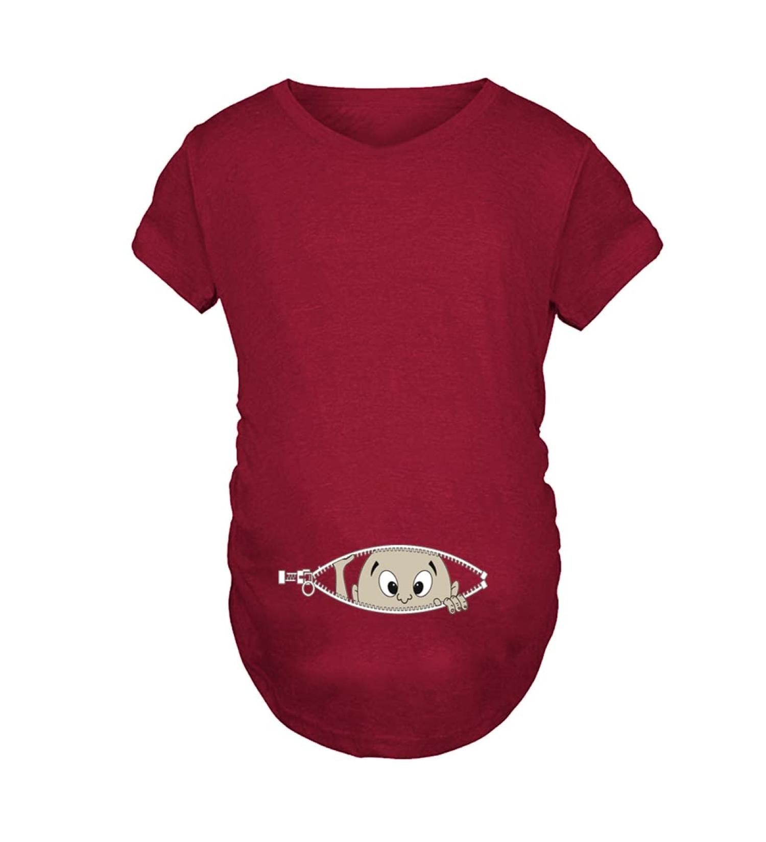 Short Sleeve Maternity Tee | Funny Pregnancy Shirt for Pregnant Women - Red XXL - Buy Online on GoSupps.com