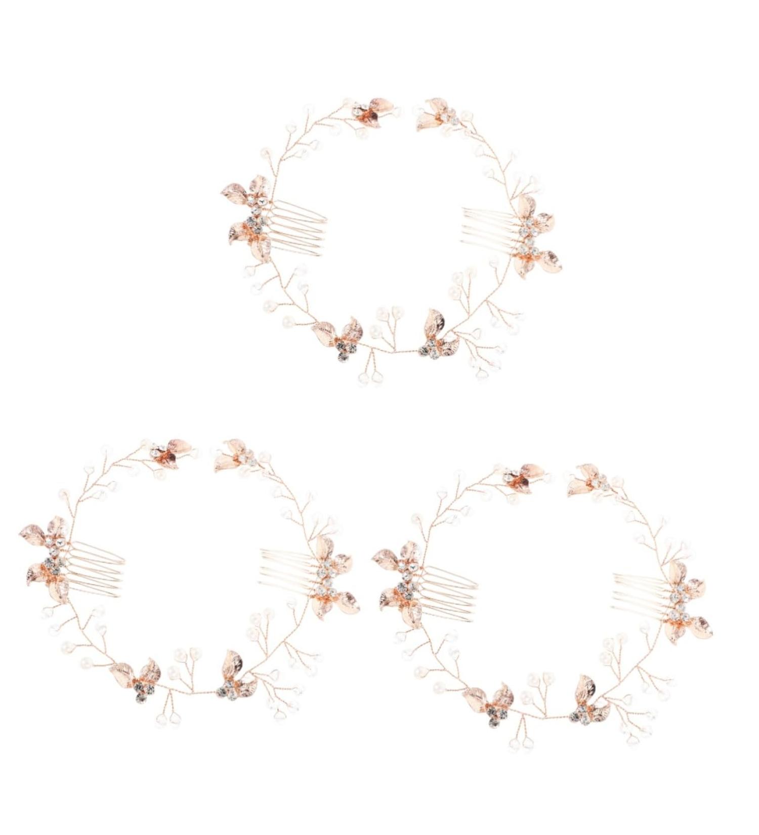 Beaupretty Comb wedding comb hairpiece bridal flower hair pin jewel headbands for women pearl headbands rhinestone hair vine gold hair pin hair comb accessory bride jewelry crystal Gold - Buy Online on GoSupps.com