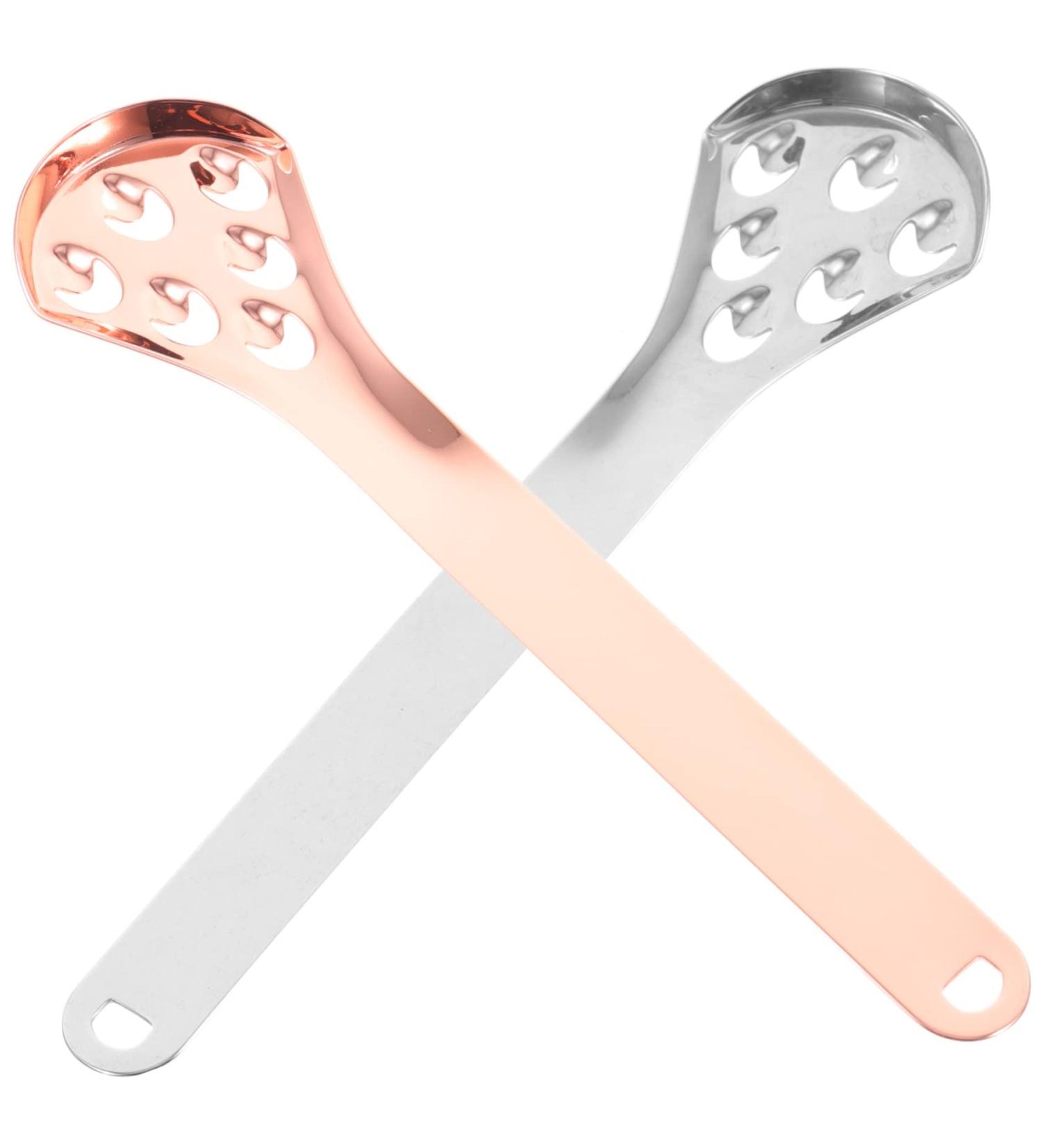 FRCOLOR 2pcs Stainless Steel Tongue Scraper - Effective Oral Care Tongue Cleaners for Fresh Breath | International Shipping Available - Buy Online on GoSupps.com