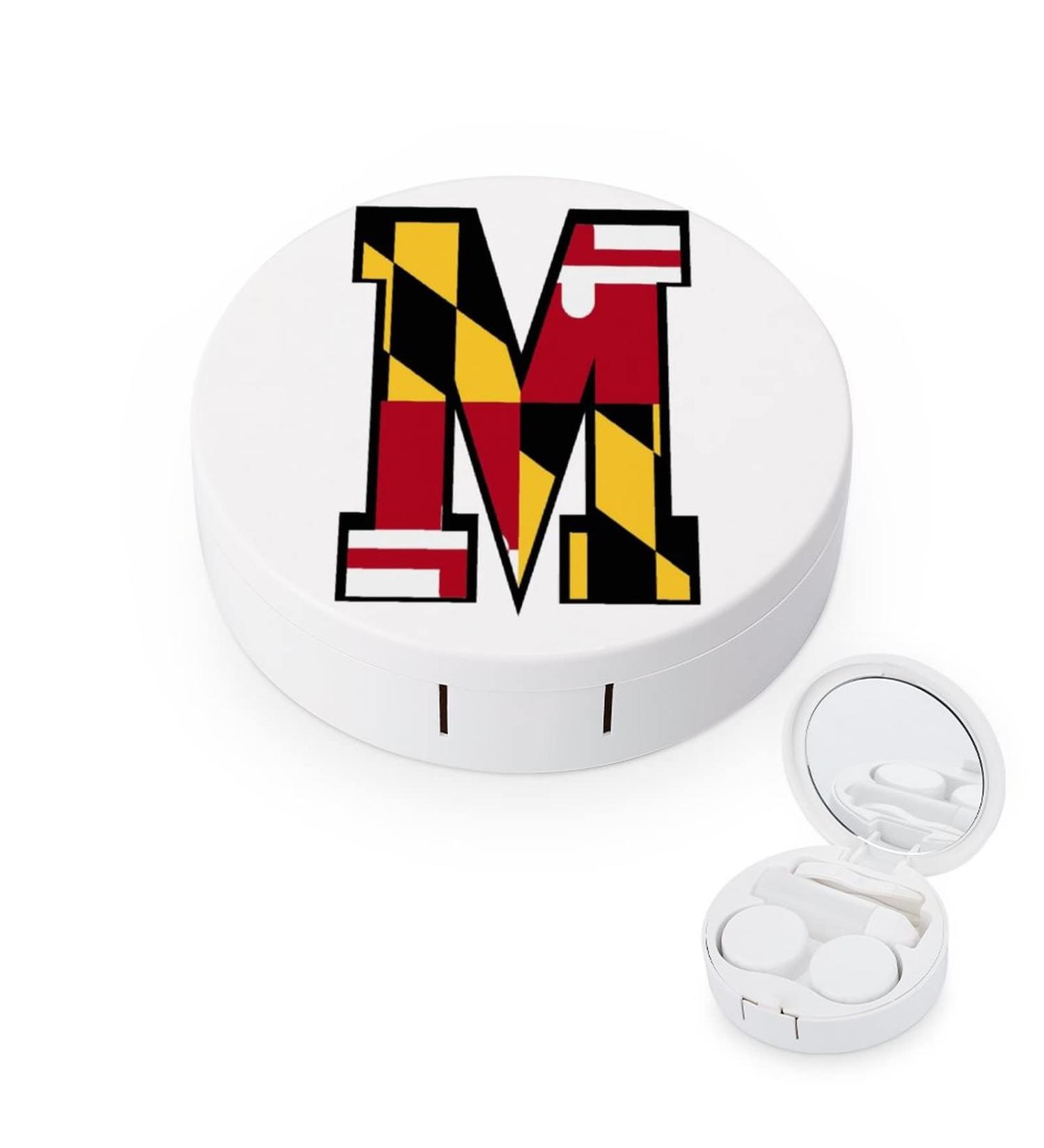 Maryland Flag M Round Case For Contact Lens Kit Storage Box with Mirror Printed - Buy Online on GoSupps.com