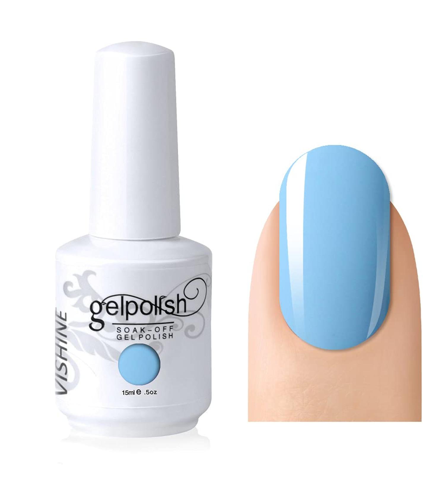 Vishine Gelpolish Gel Nail Polish Lacquer Shiny Color Soak Off UV LED Professional Manicure Pinkish Blue(1595) - Buy Online on GoSupps.com
