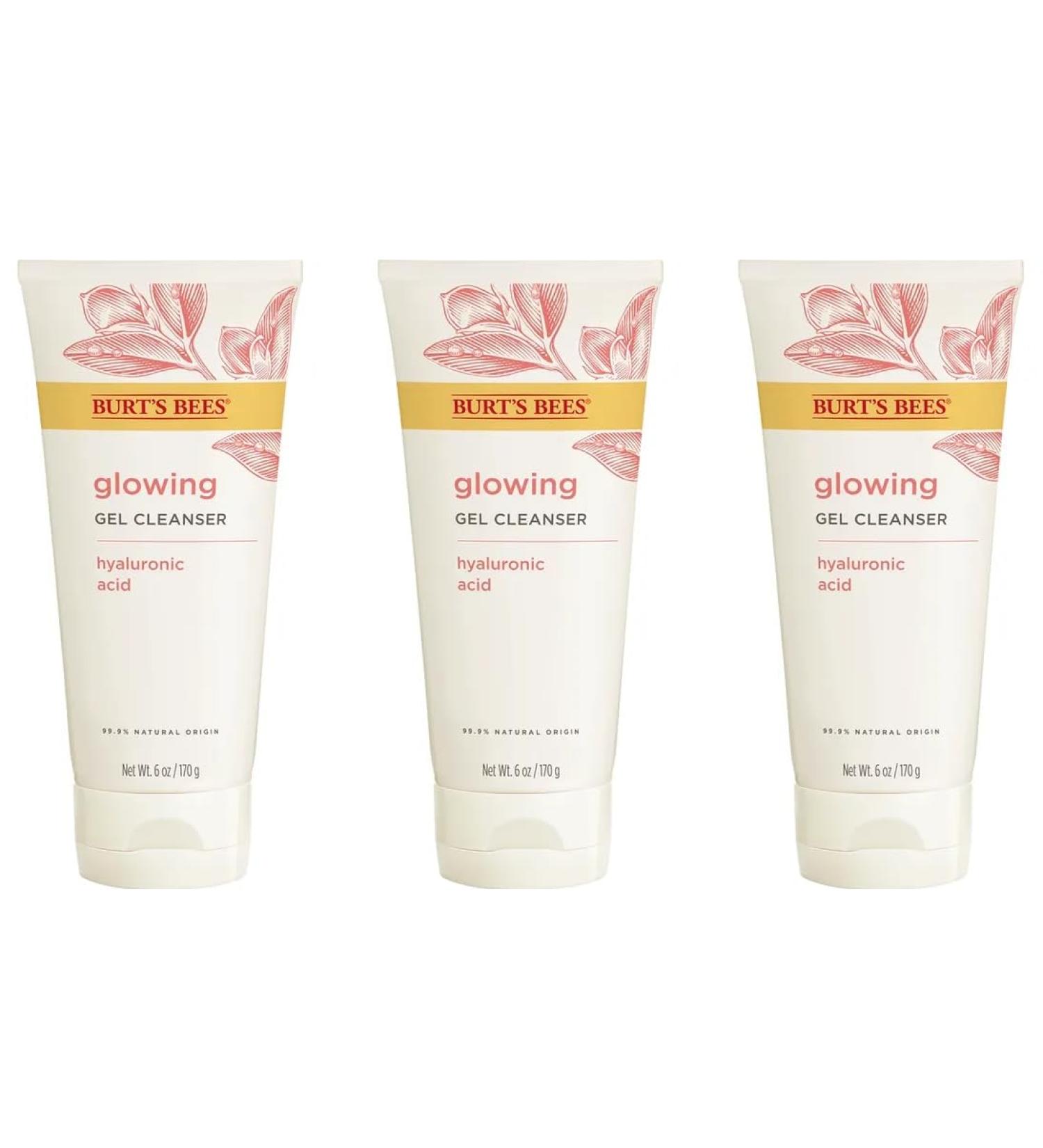 Burt's Bees Glowing Facial Gel Cleanser 6oz with Hyaluronic Acid - 3 Pack - Buy Online on GoSupps.com