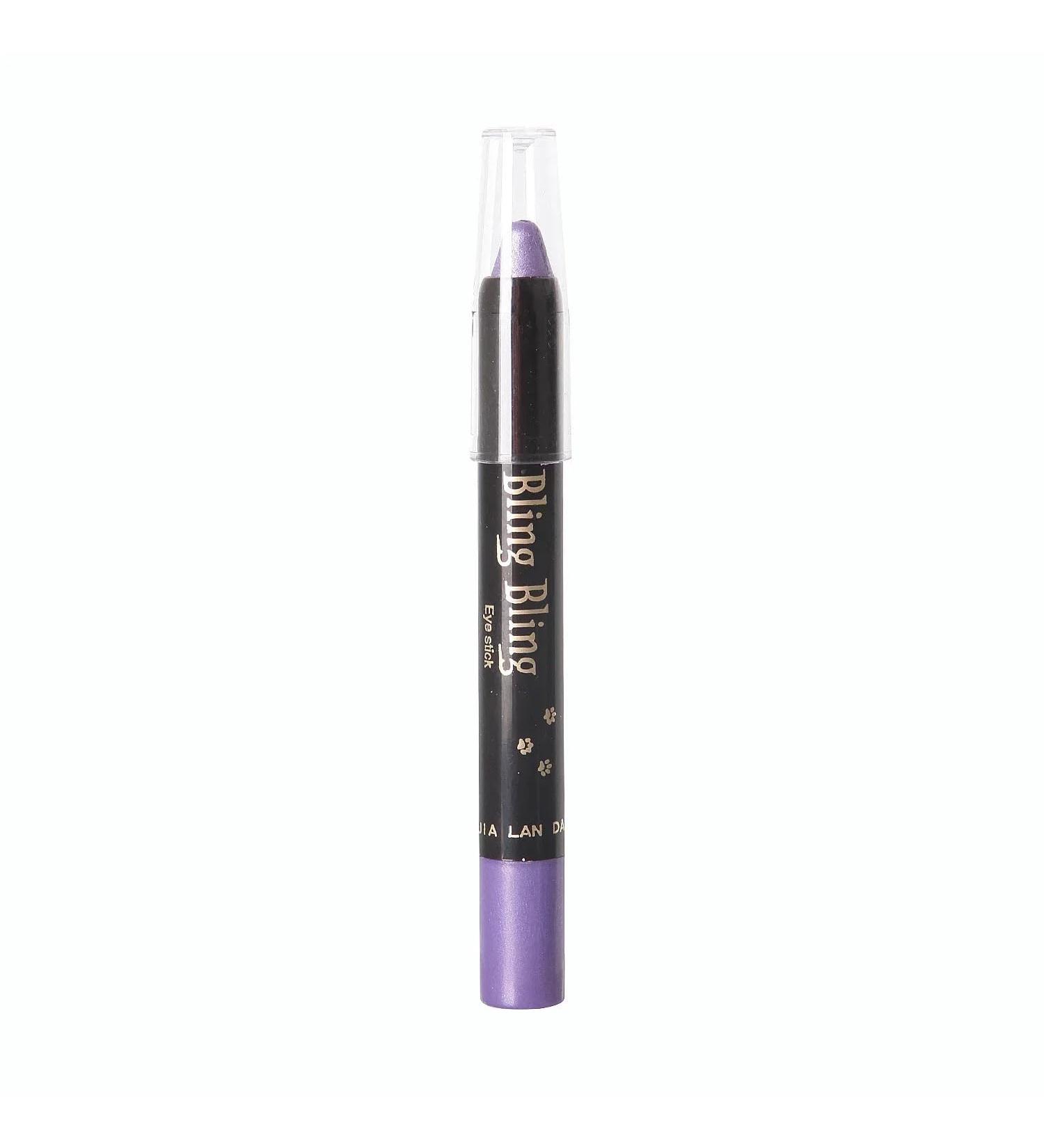 HIFFEY Waterproof Pearlescent Eyeshadow Stick Glitter Matte Eyeshadow Pencil Cosmetic Makeup Blue White Gold Eyeliner Pen (Color : Purple 02)