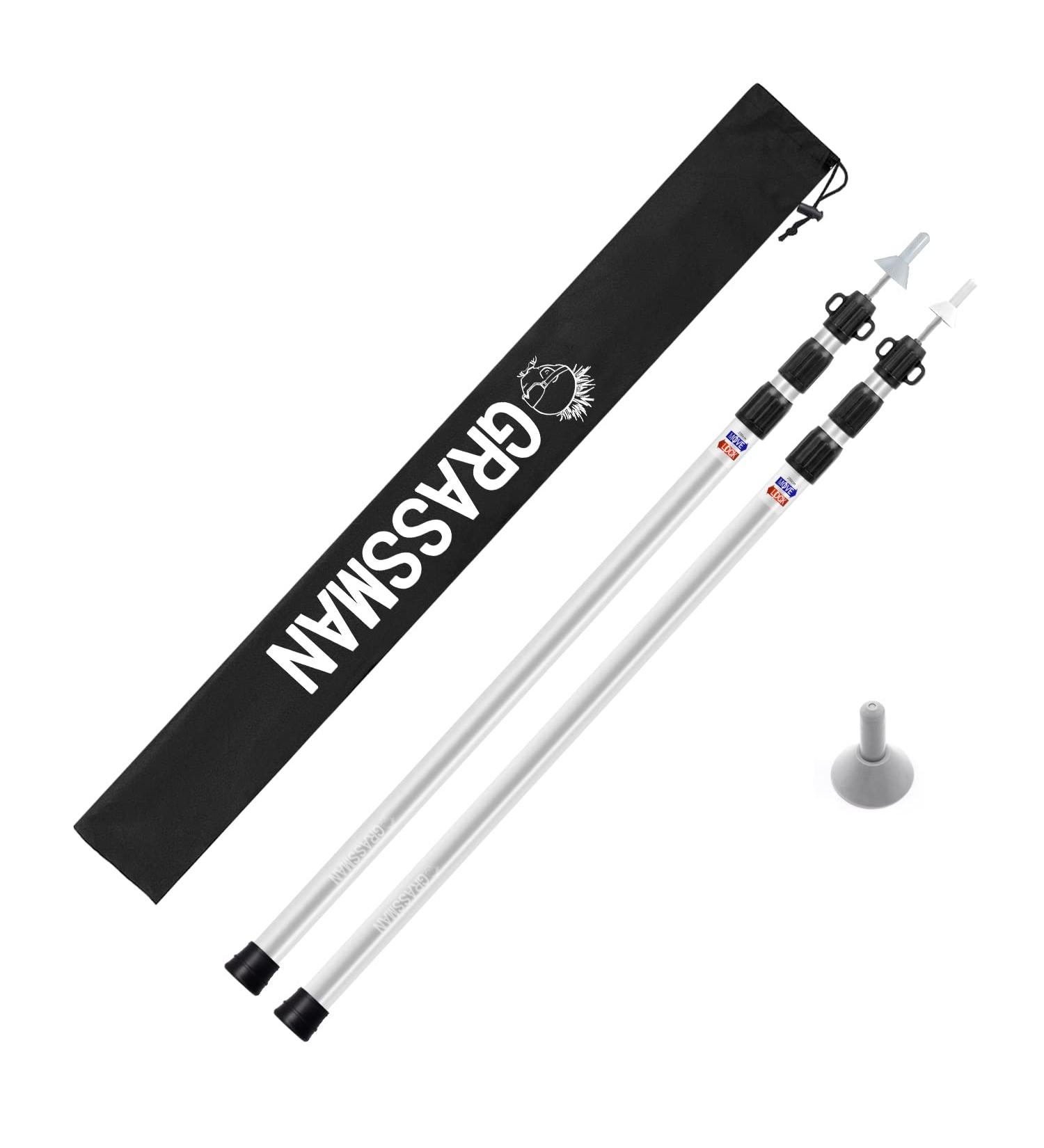 Grassman 7.5ft Aluminum Tarp Poles 2 Pack - Adjustable & Lightweight Camping Telescoping Poles for Tent, Car Canopy, Shelter Tarp - Buy Online on GoSupps.com