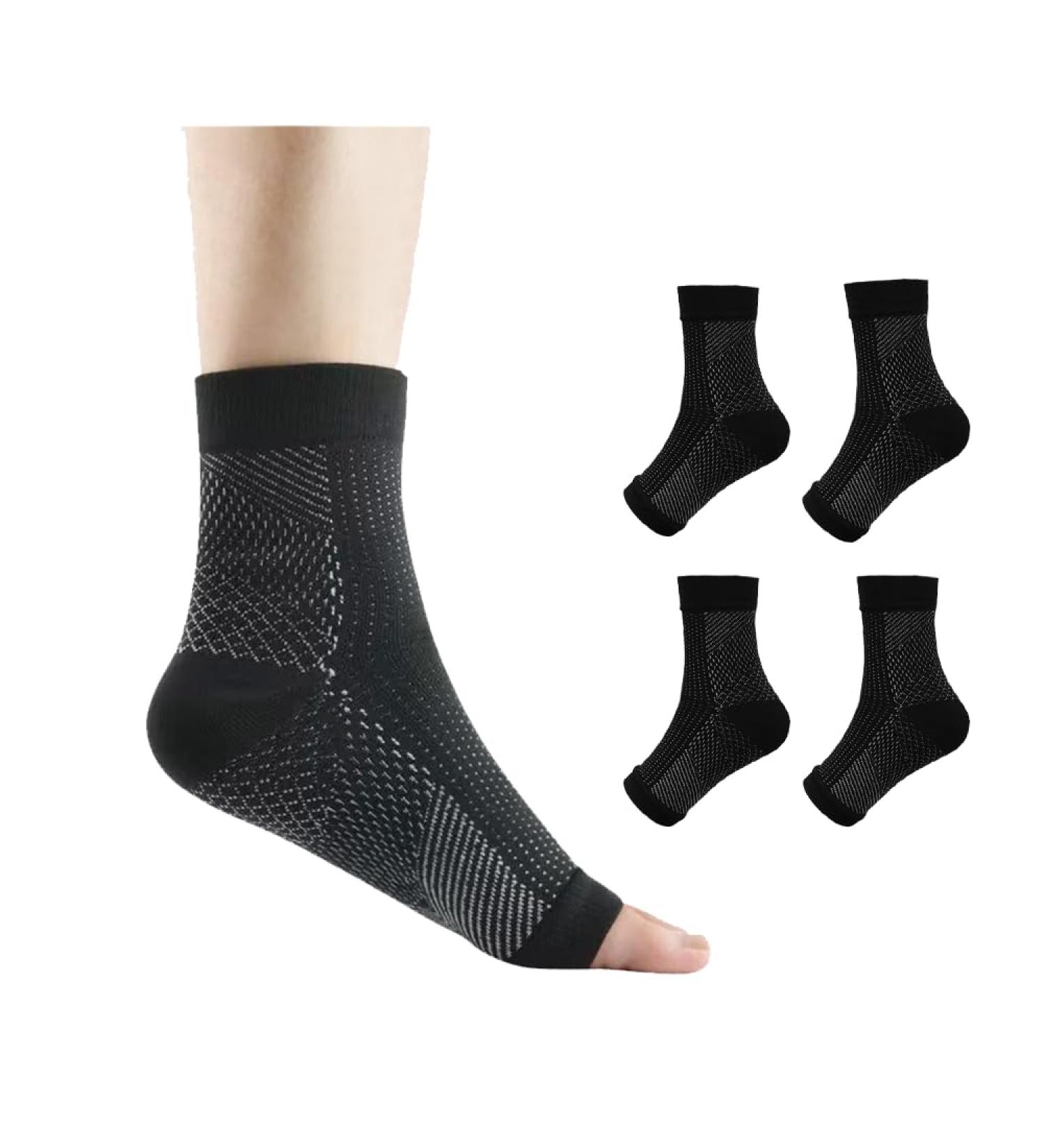Qkepcy Ankle Compression Stockings for Men & Women | Supportive Orthopedic Neuropathic Socks | Black X4 - Buy Online on GoSupps.com