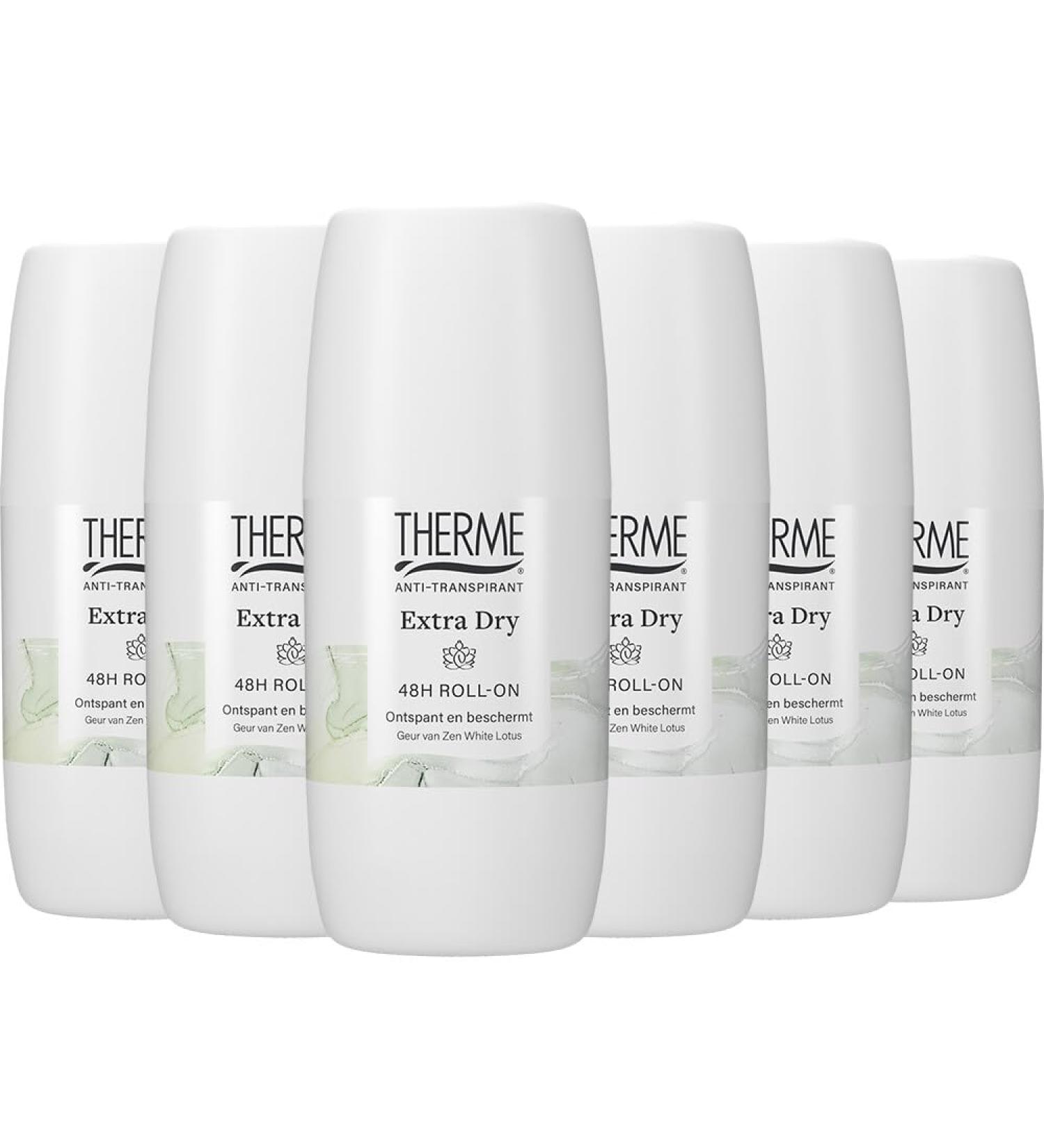  Therme 6x Therme Anti-Transpirant Extra Dry Zen White Lotus Roller 60 ml - Multipack - Buy Online on GoSupps.com