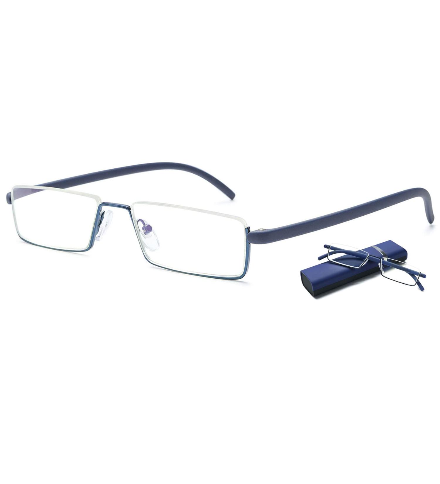 Shop Lanomi Narrow Reading Glasses with Blue Light Filter Metal & TR90 Flexible Arms for Men & Women - HD Lens 1.25 Diopters with Case - Buy Online on GoSupps.com