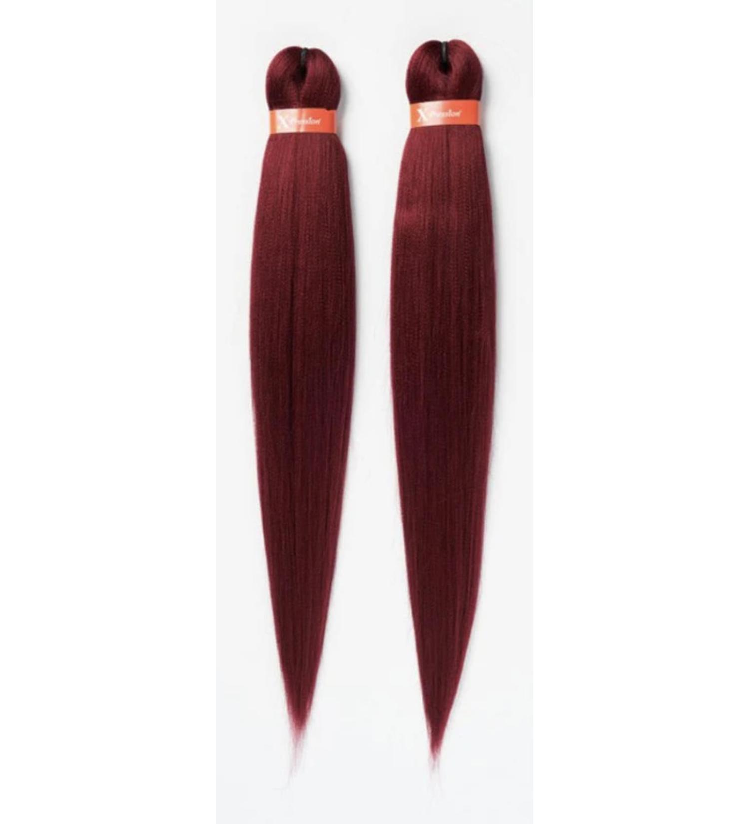 X PRESSIONN 2X 46'' PRE STRETCHED ULTRA BRAID COLOUR BURGUNDY